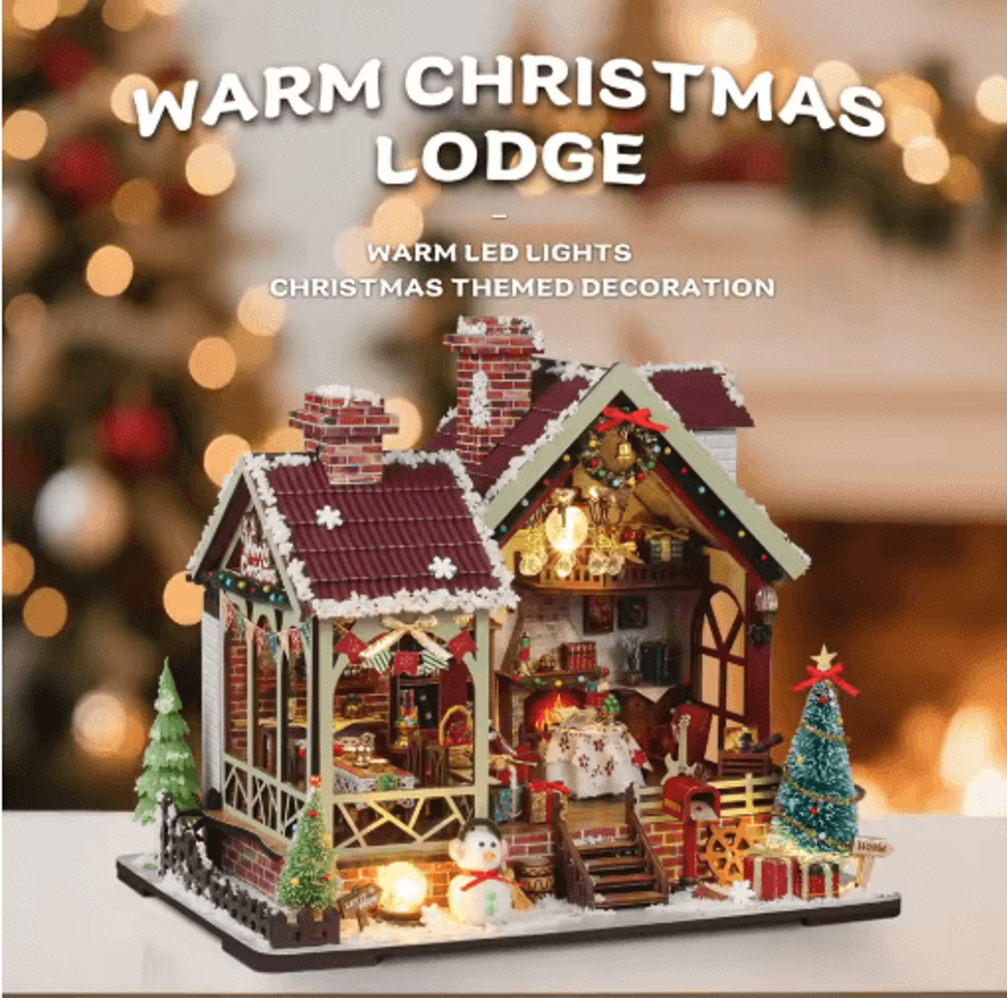 Christmas Night Warm House Miniature Dollhouse DIY Kit With Music Box 1