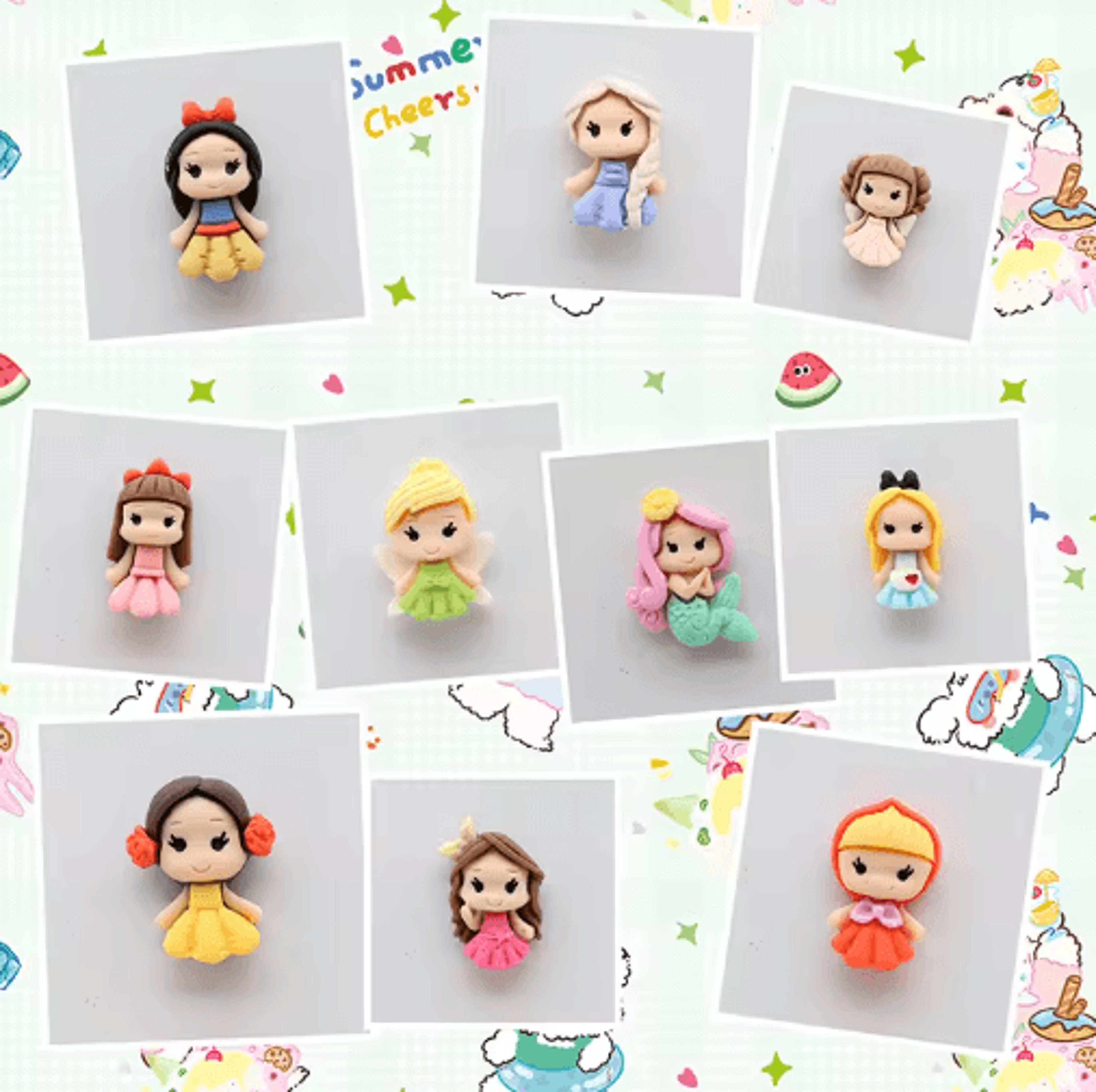 Cute Princess Girl Fridge Magnets Set Decorative Photo Hooks  Memo Pins 10 Styles 1