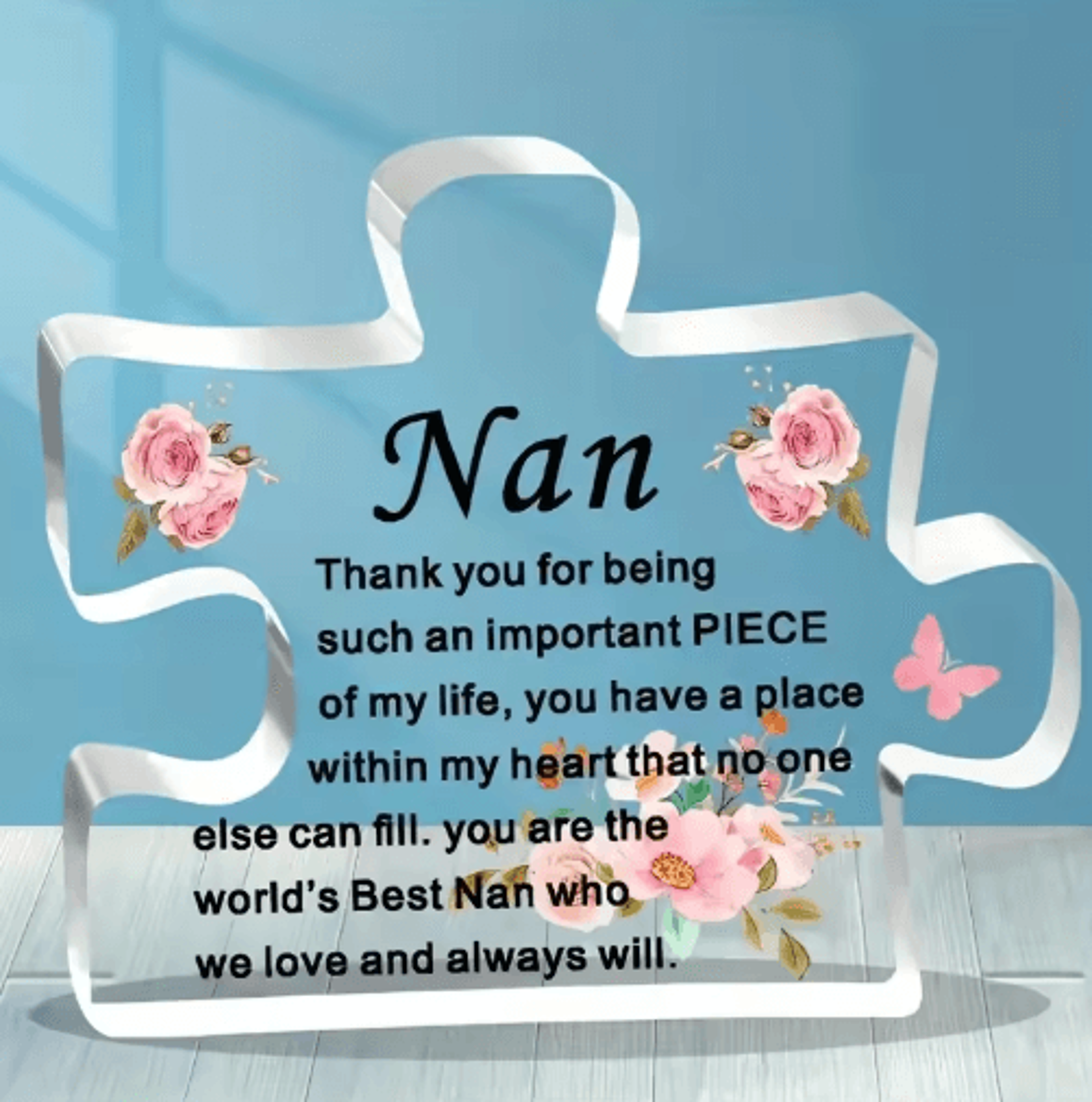 Heartfelt Nan Acrylic Puzzle Keepsake Floral Gift From Grandchildren 1