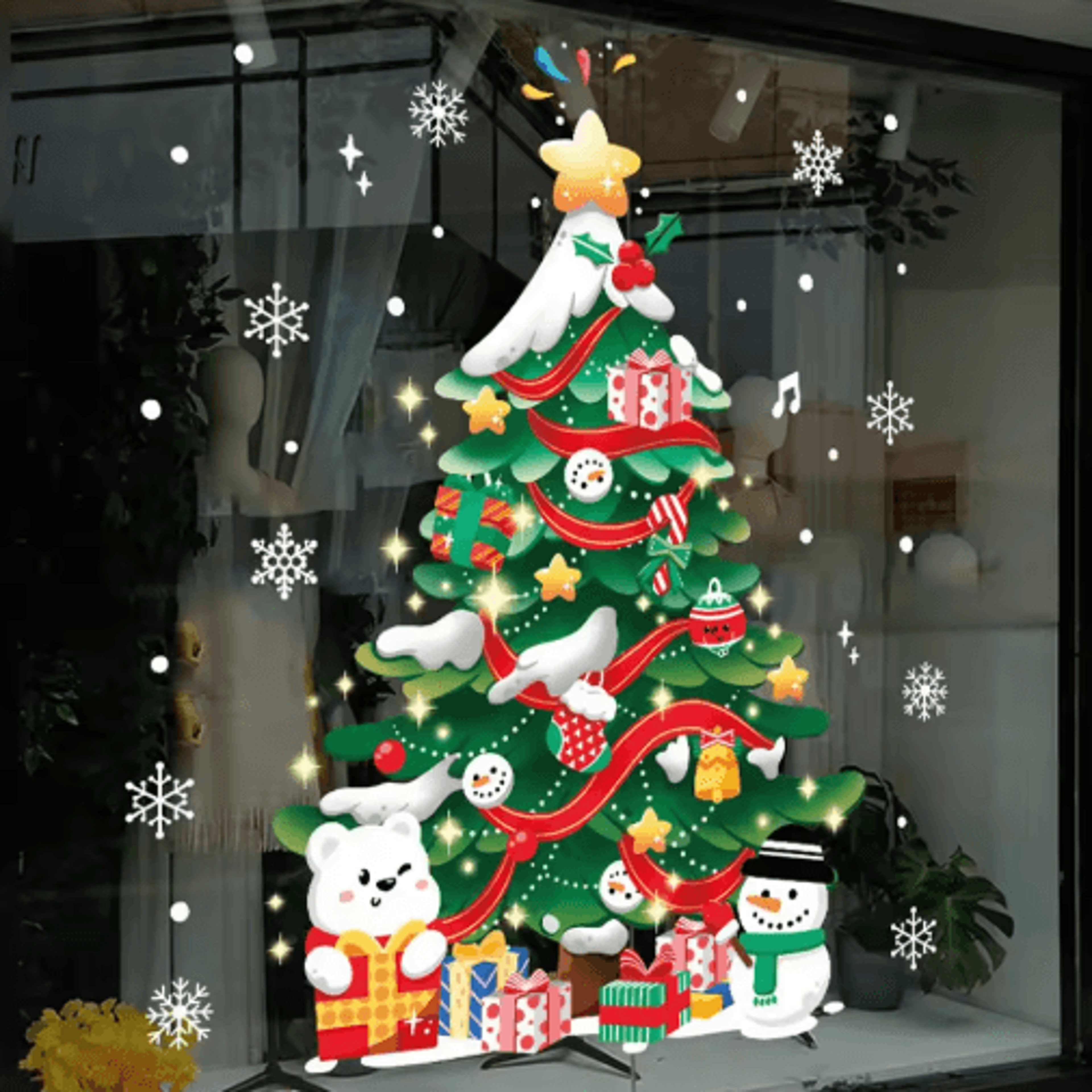 Christmas PVC Wall Decals Set  Festive Door Window And Tree Stickers For Holiday Decor 3
