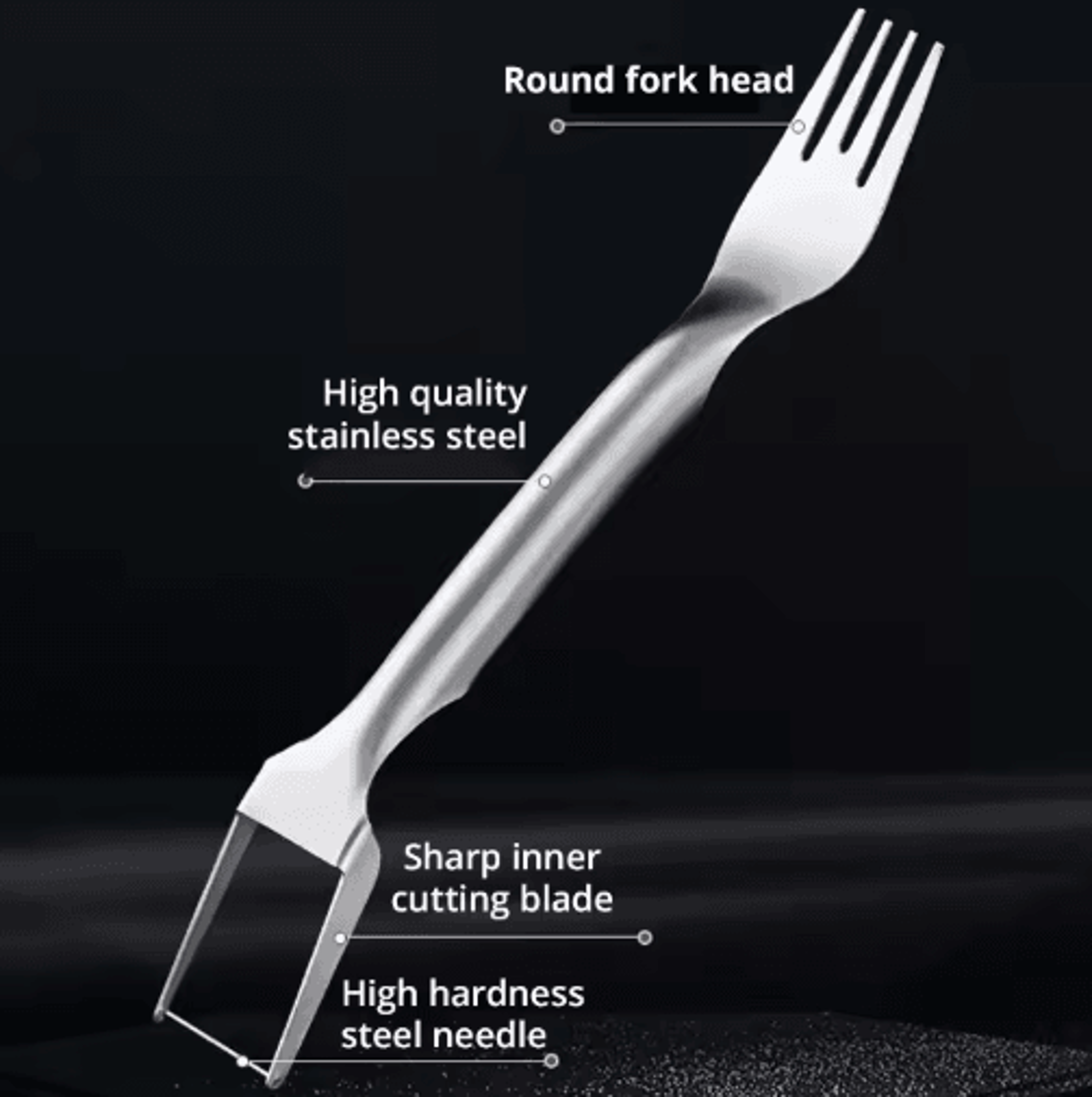 2in1 Stainless Steel Watermelon Slicer Fork  Portable Fruit Cutter  Serving Tool 3