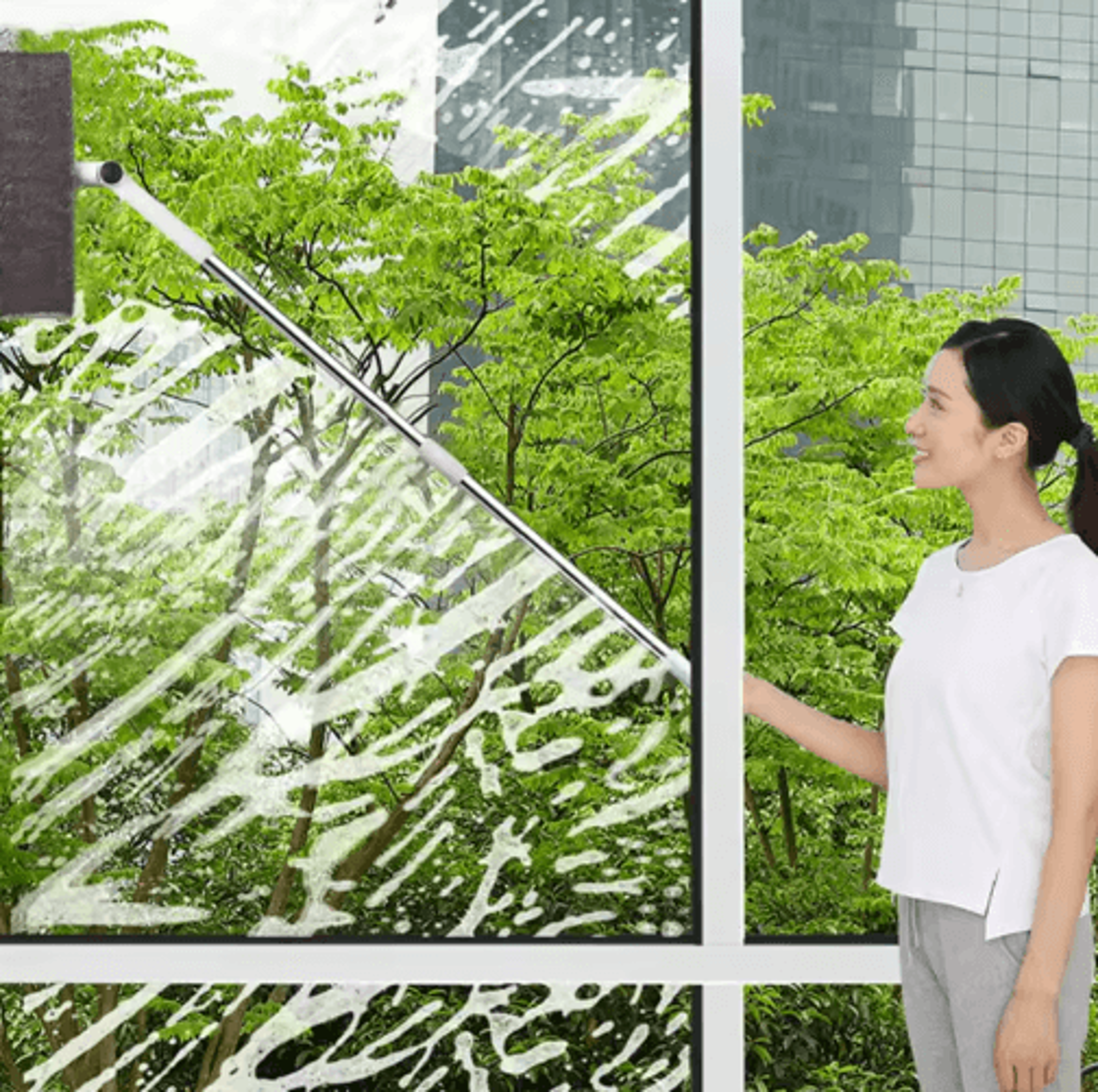 Telescopic Glass Cleaning Mop  Long Handle Window Wiper  Brush For Home Cleaning 9