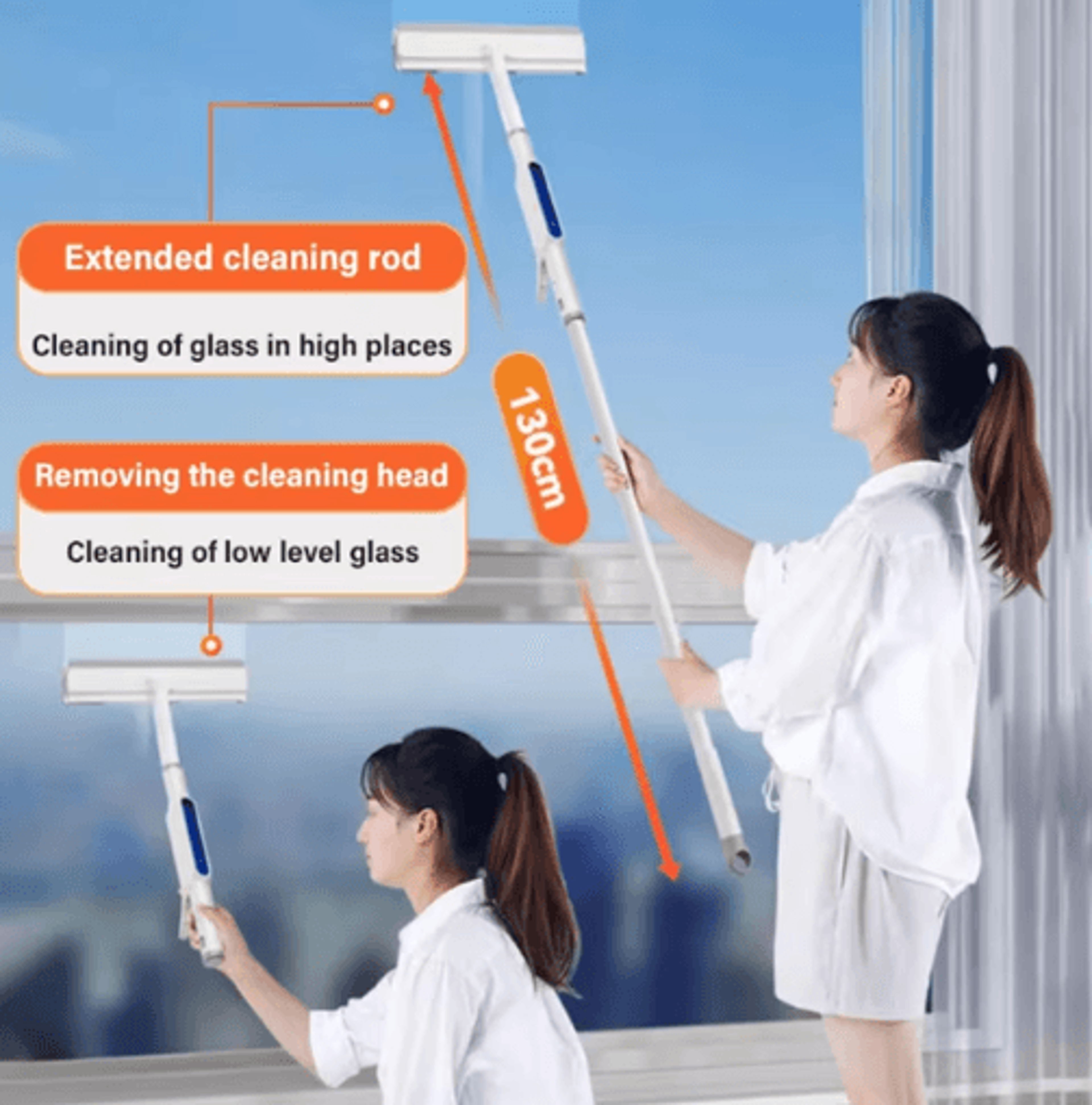 3in1 DoubleSided Spray Window Cleaner  Expandable Glass Wiper With Replacement Cloths 5