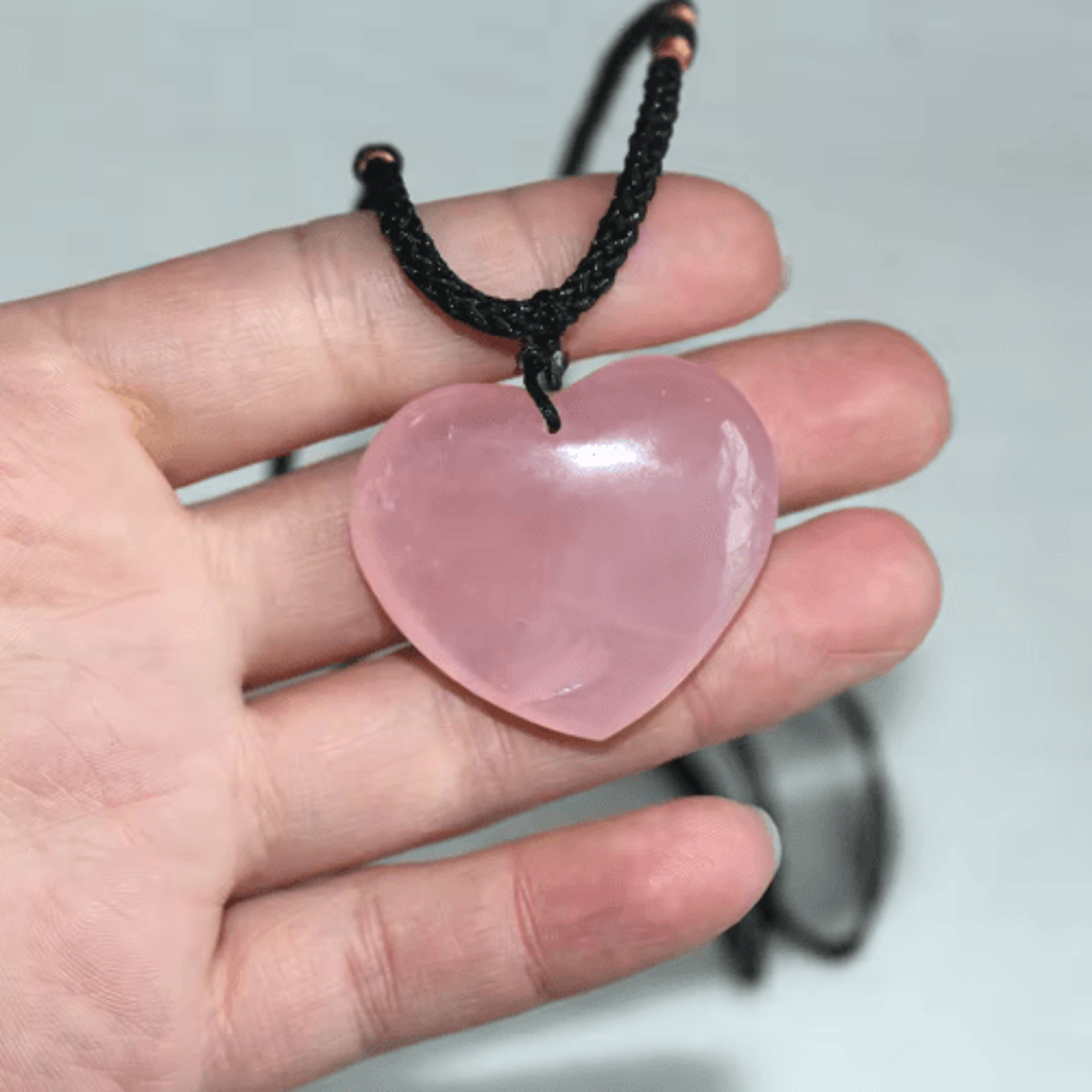 Rose Quartz Heart Crystal Pendant Necklace  Natural Pink Healing Stone Love Jewelry 3