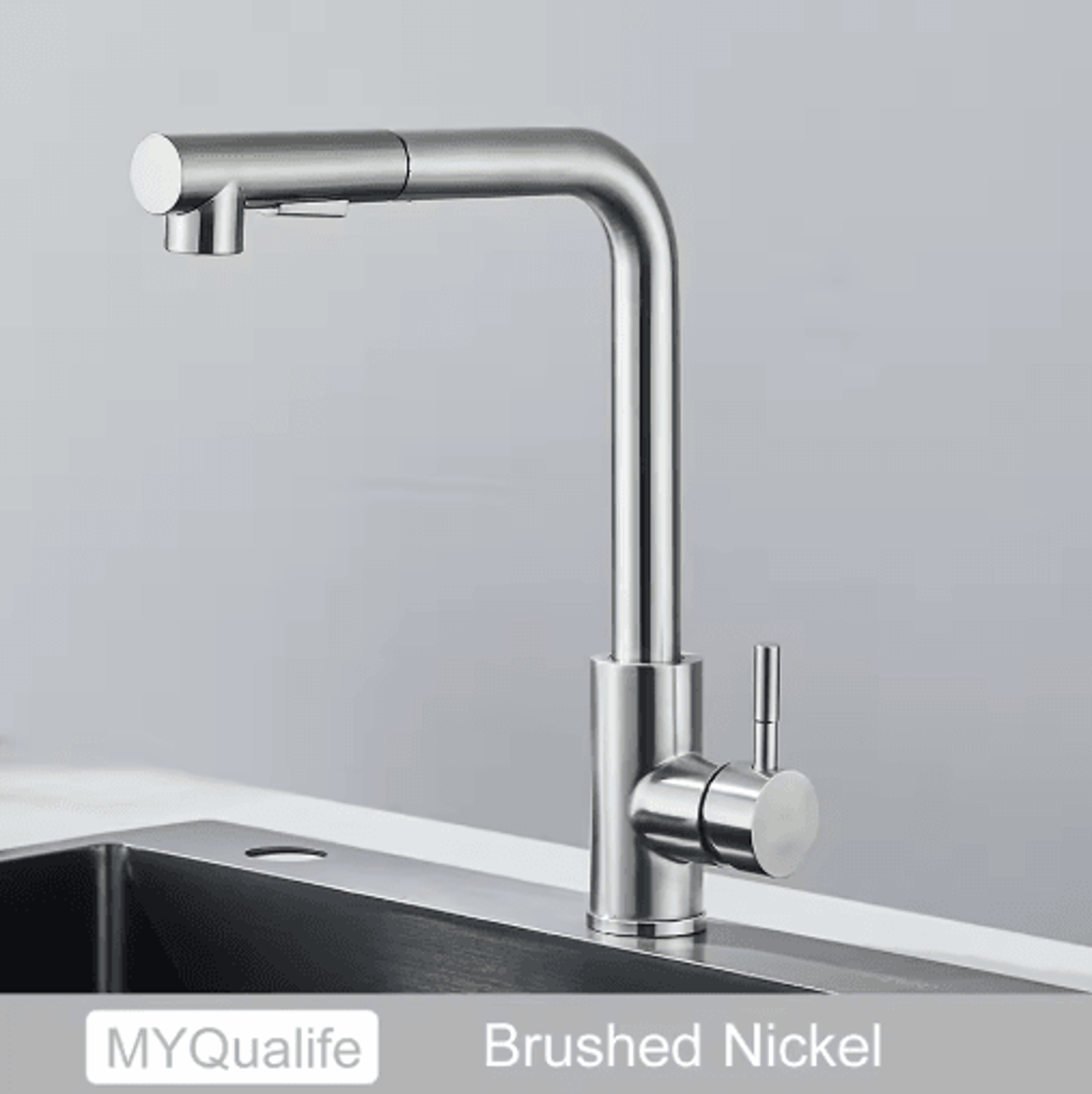 Black Pull Out Kitchen Faucet With Dual Mode Stream Sprayer 1