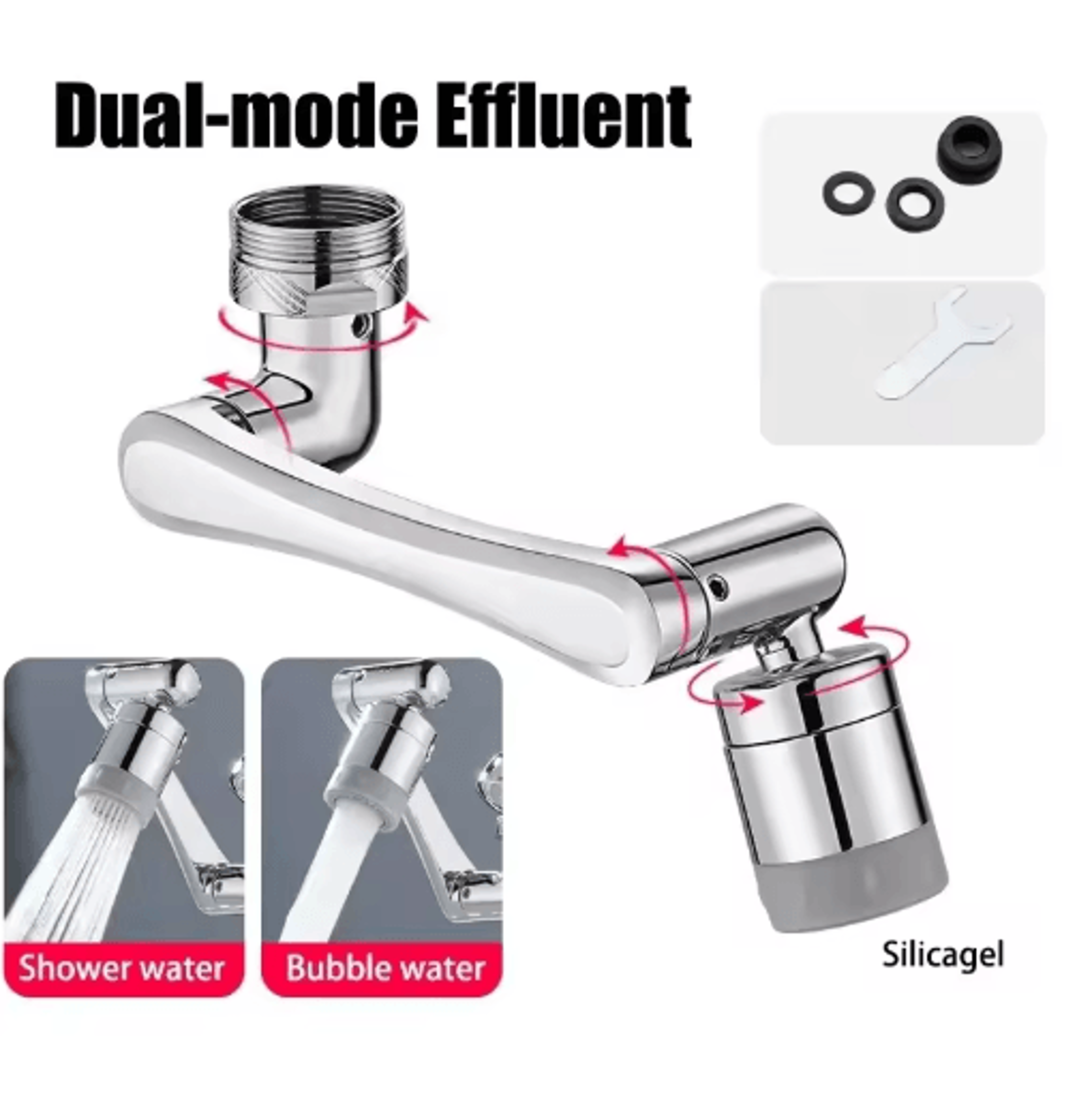 Stainless Steel Robotic Arm Faucet Aerator With 1080 Degree Swivel 1