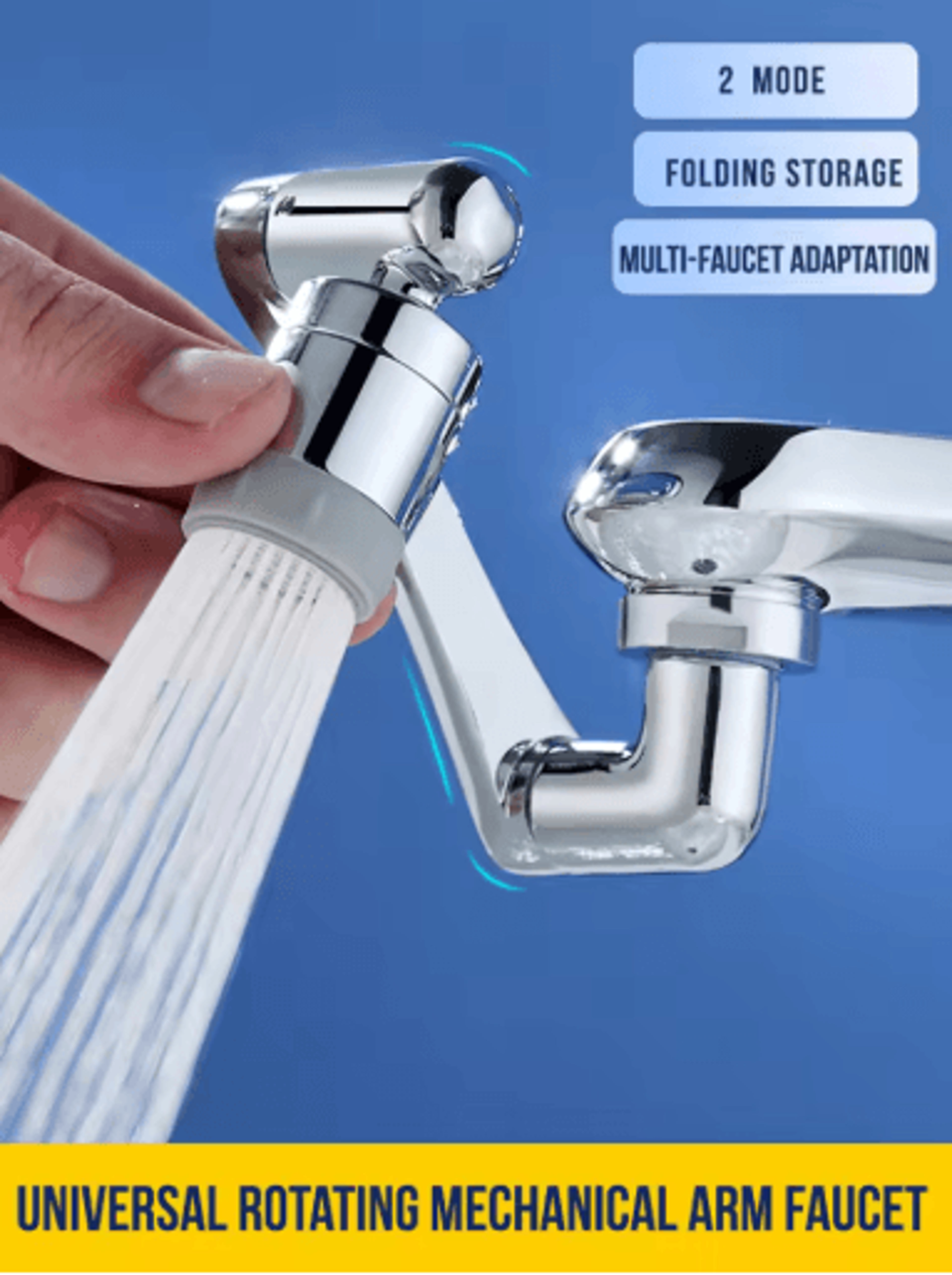 Stainless Steel 1440 Degree Swivel Robotic Arm Faucet Extender 5