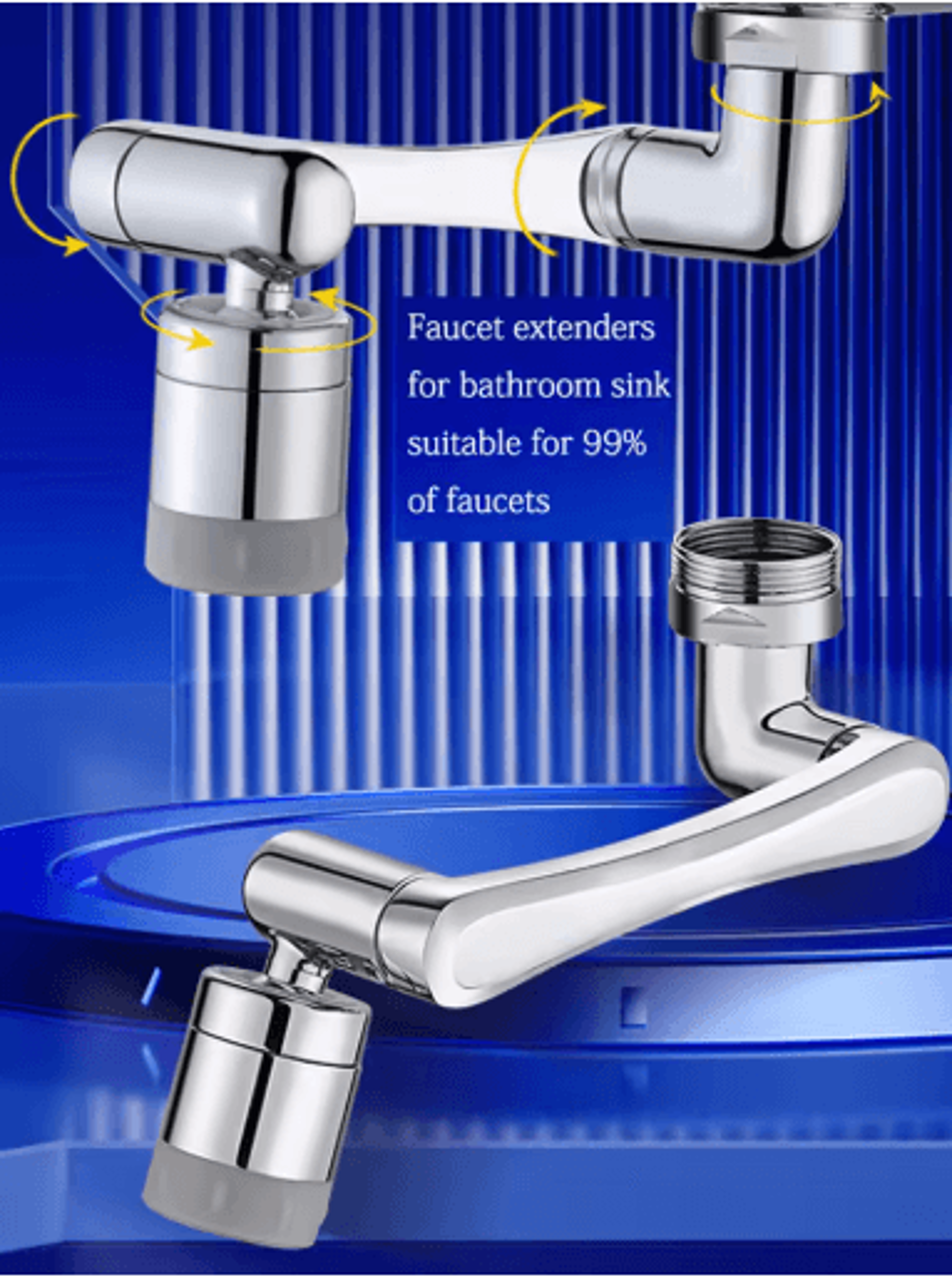 Stainless Steel 1440 Degree Swivel Robotic Arm Faucet Extender 6