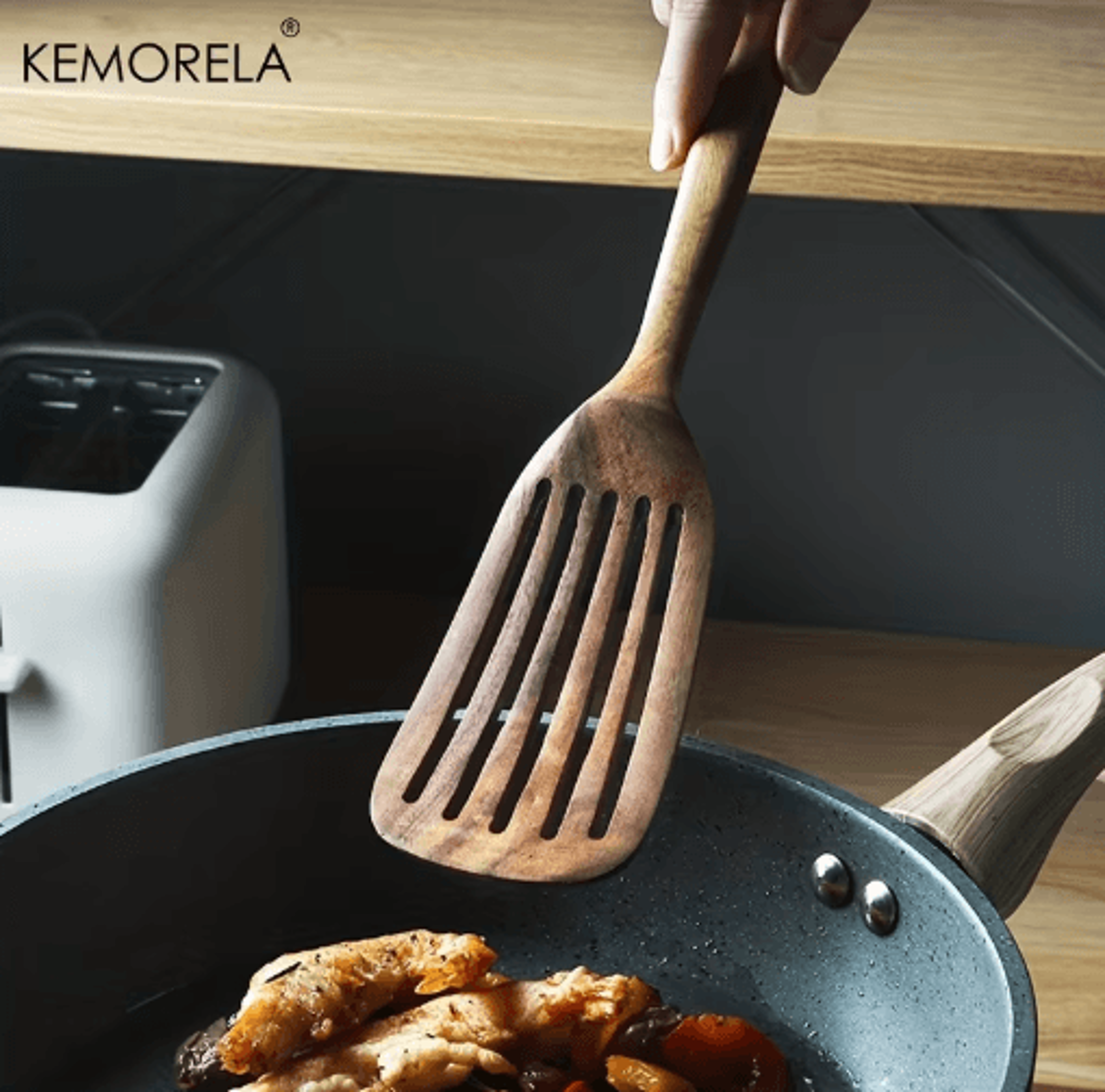 ZenCook 2Piece Japanese Wooden Cooking Spatula Set 2