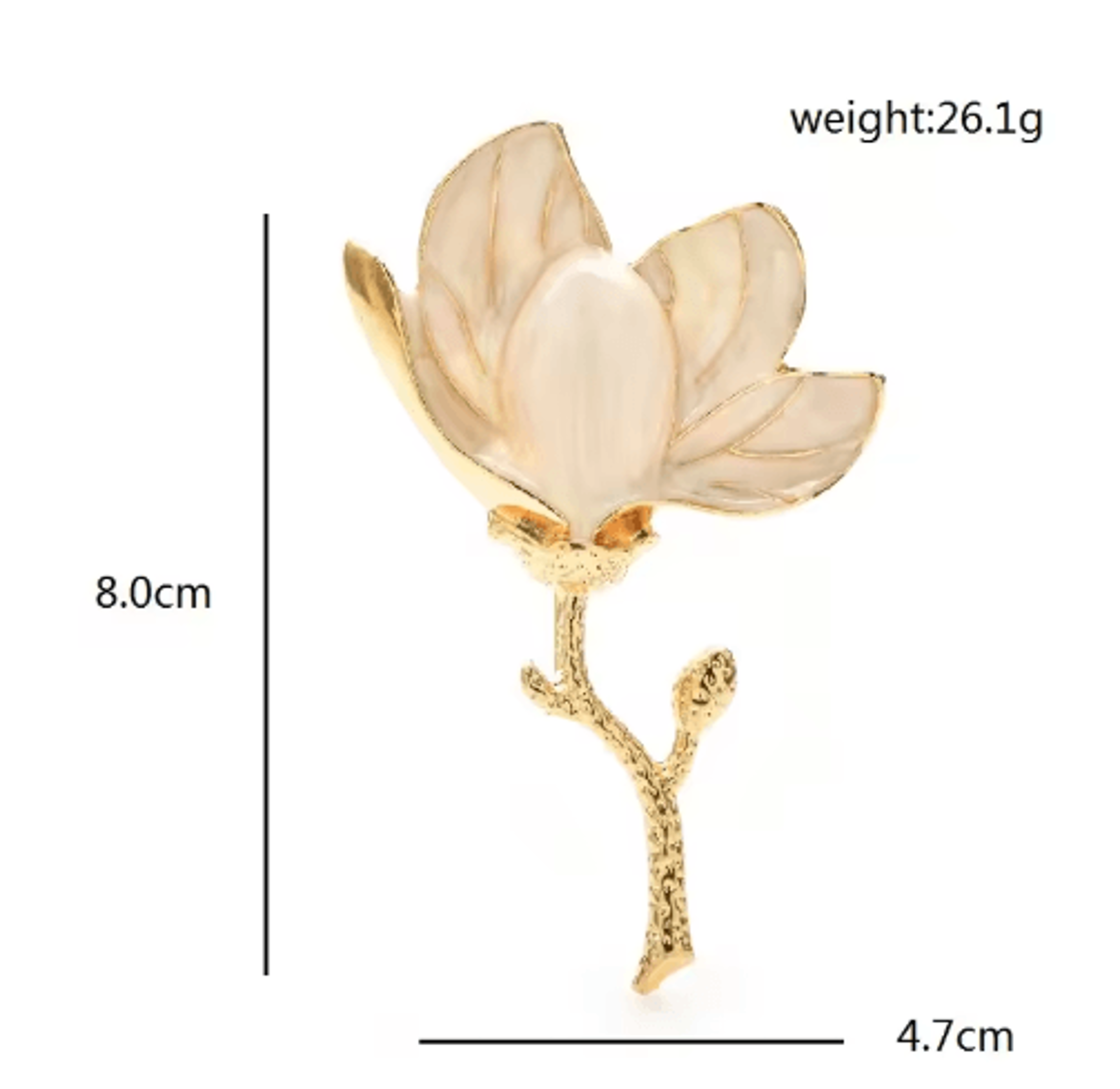 Wulibaby Enamel Magnolia Flower Brooch  Elegant Floral Lapel Pin For Women And Unisex Wear 5