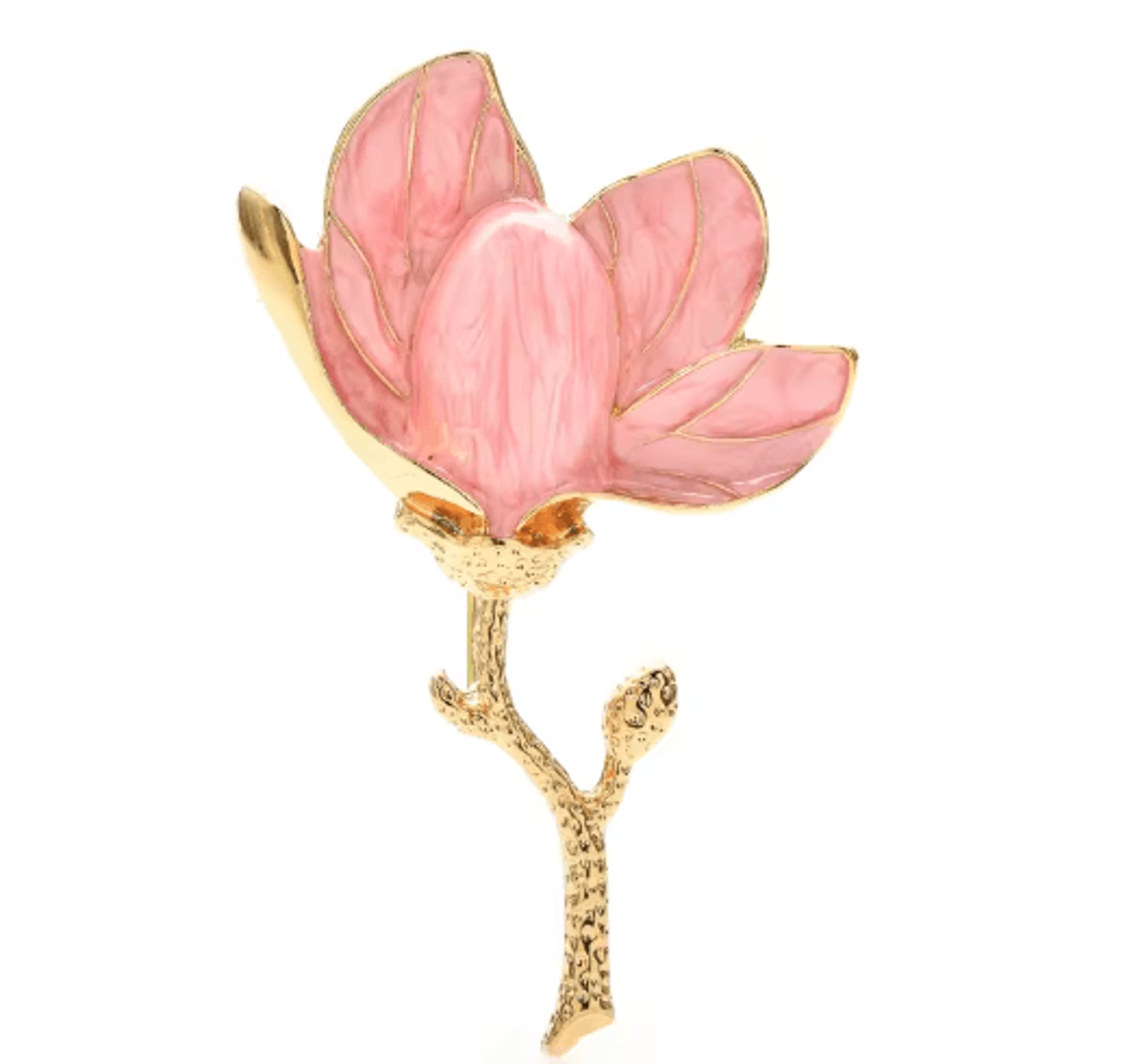 Wulibaby Enamel Magnolia Flower Brooch  Elegant Floral Lapel Pin For Women And Unisex Wear 0