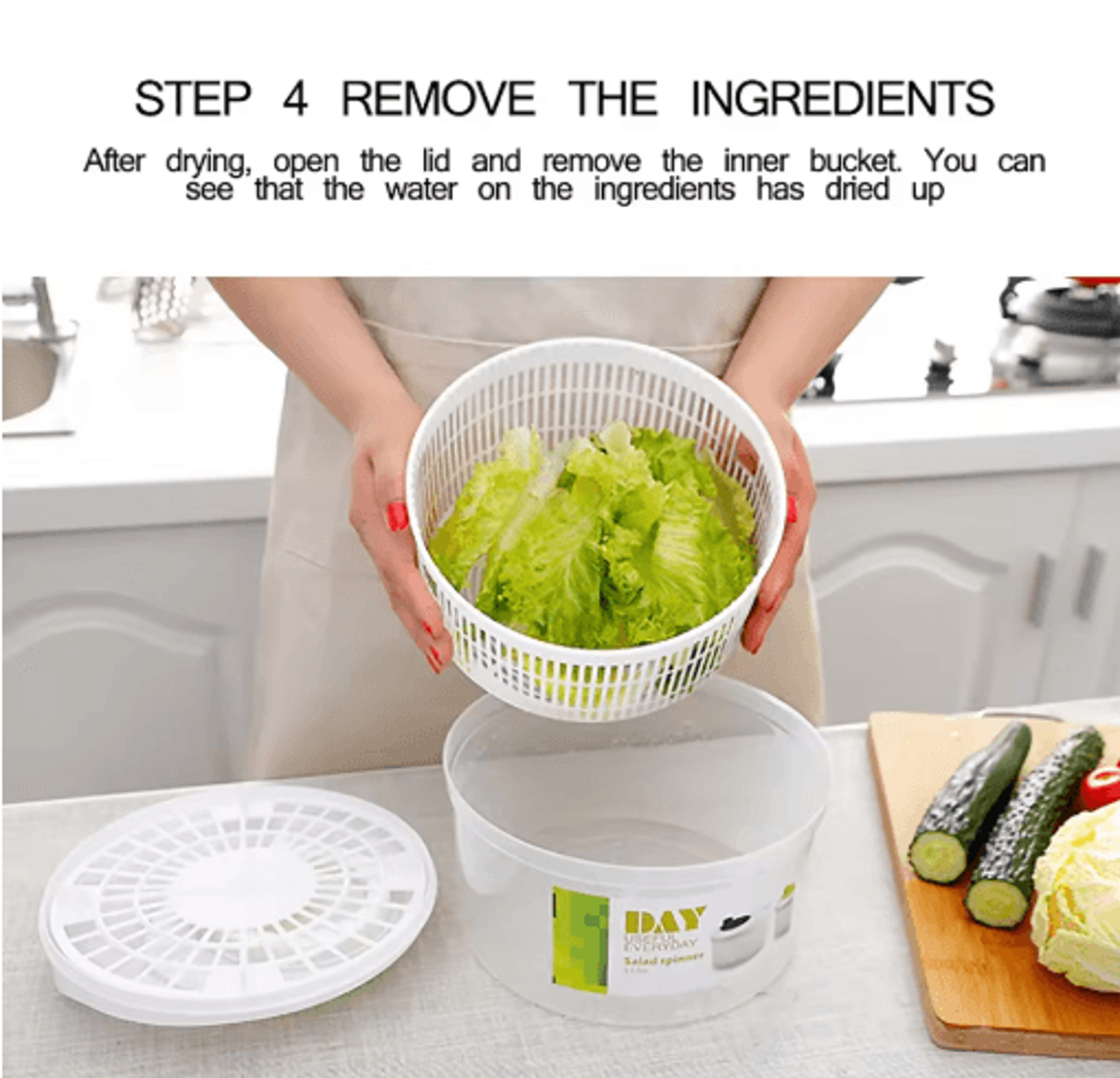 Premium Salad Spinner  Lettuce Washer And Dryer For Fresh Leafy Greens 6