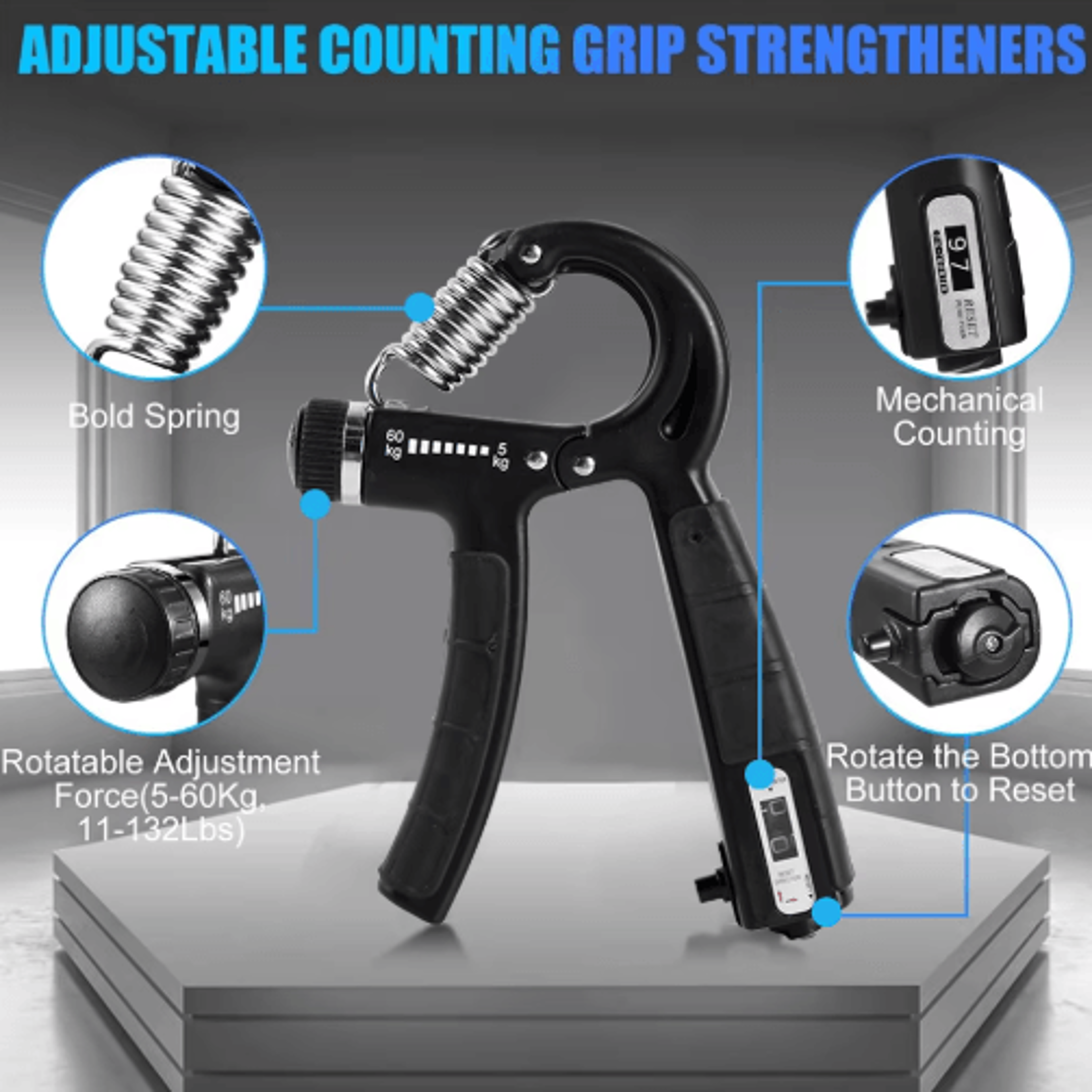 Hand Grip Strengthener Set  Adjustable Gripper Finger Exerciser Bands And Stress Ball For Forearm T 6