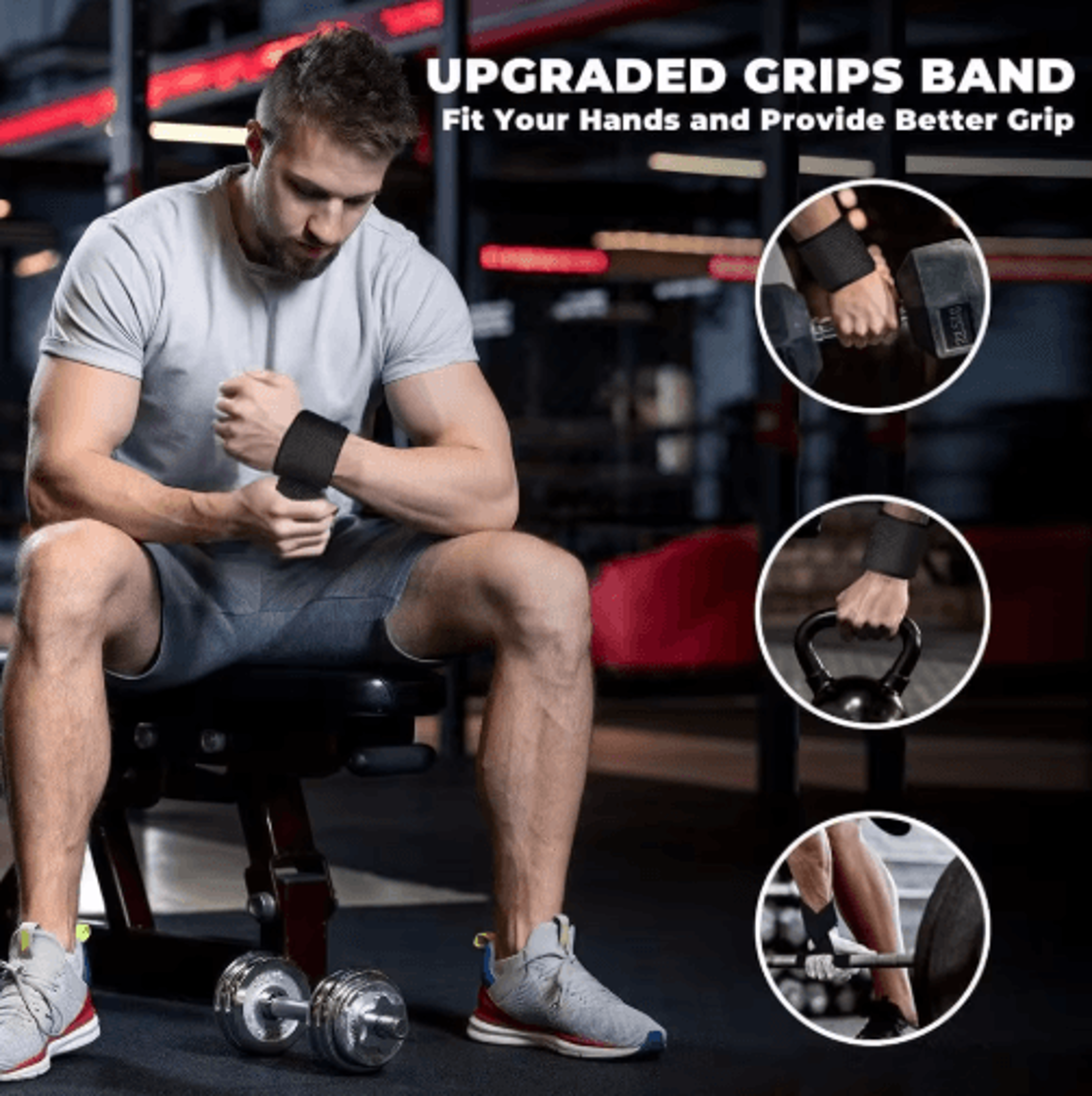 2PCS Weightlifting Wrist Straps  Adjustable Non Slip Gym Wrist Support For Strength Training 0