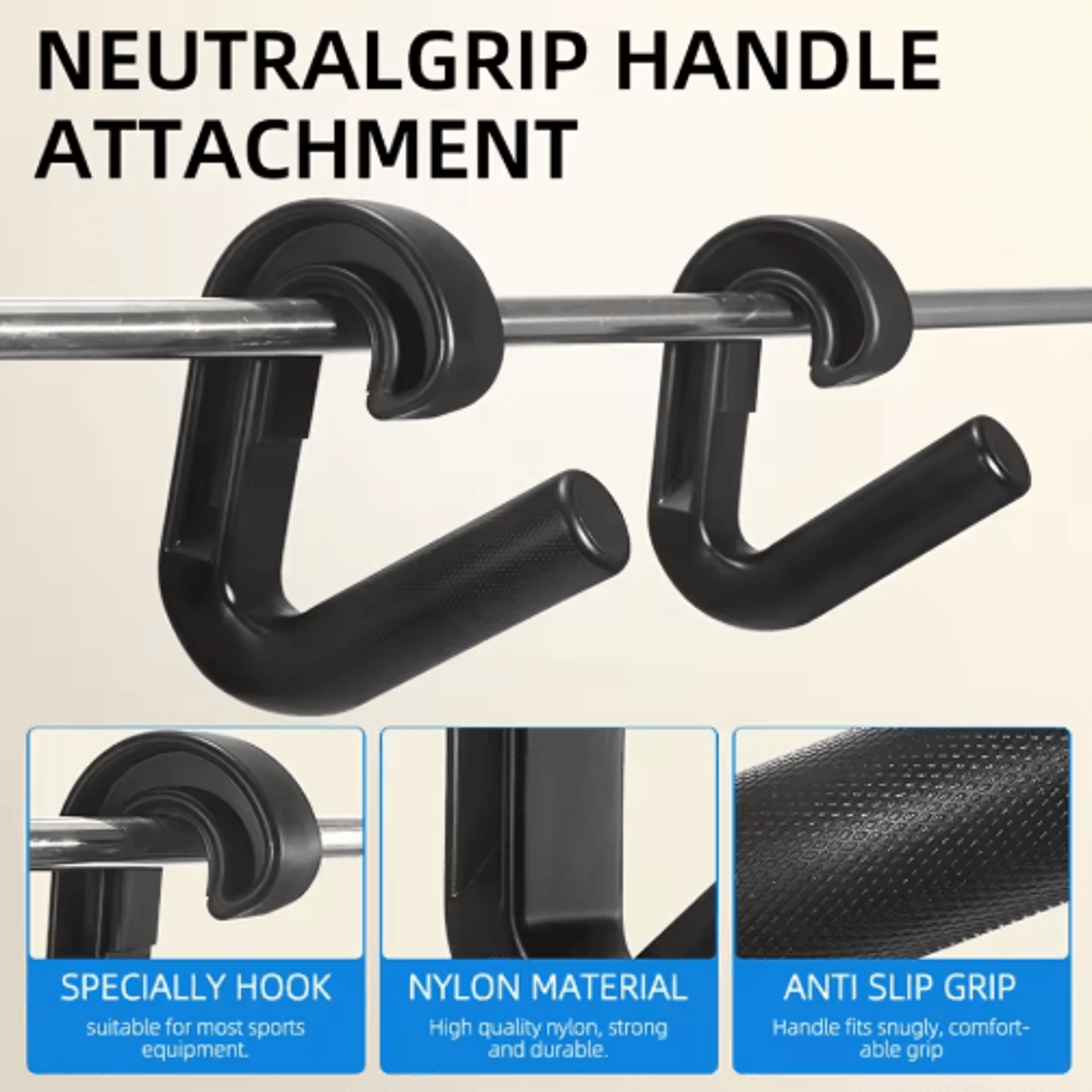 2 PCS Nylon Suspension Grip Handles  Non Slip Lat Pulldown And Cable Machine Attachments 3