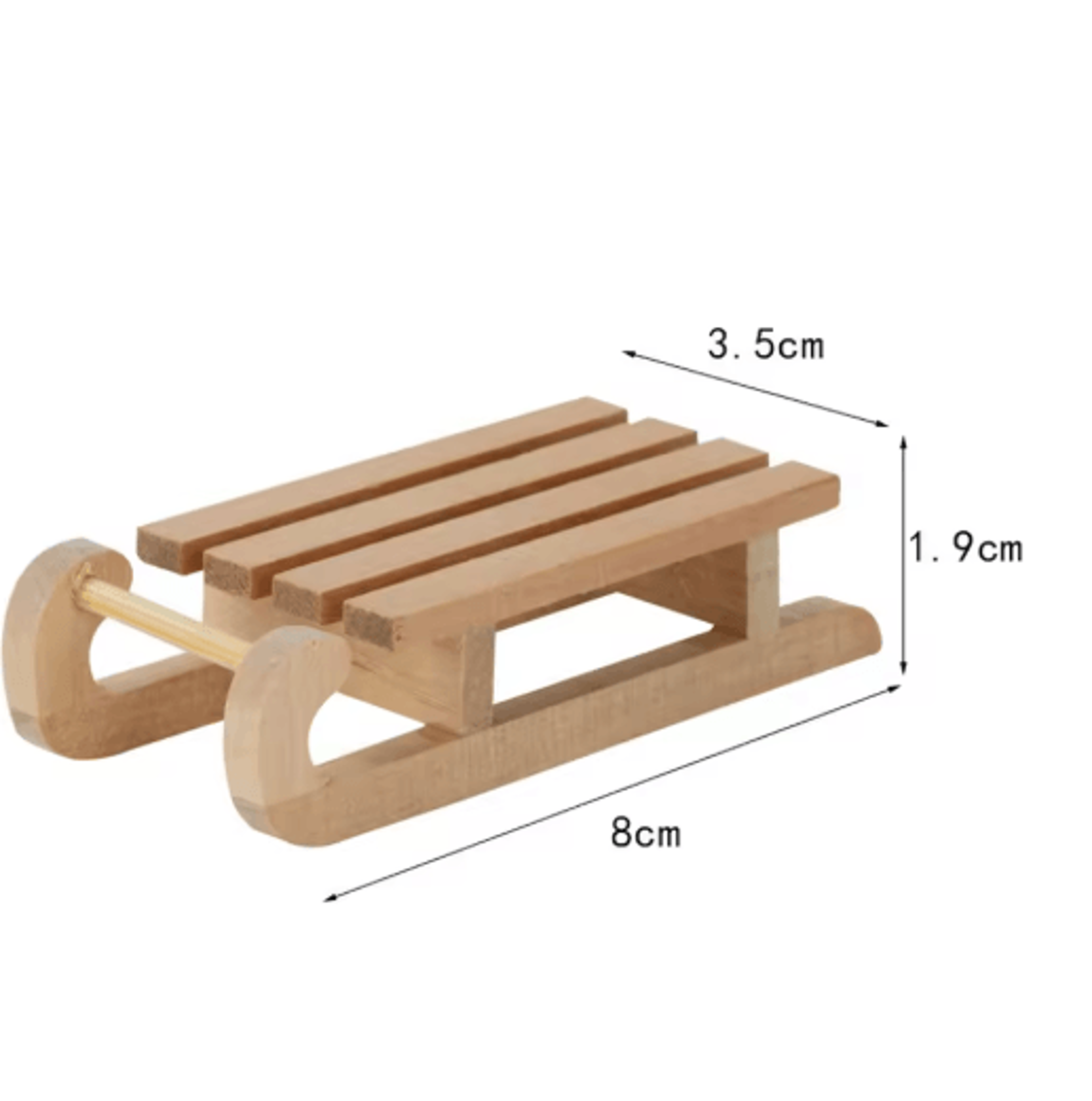 Mini 1 To 12 Scale Wooden Snow Sled Ornament For Dollhouse And Desktop Decor 1