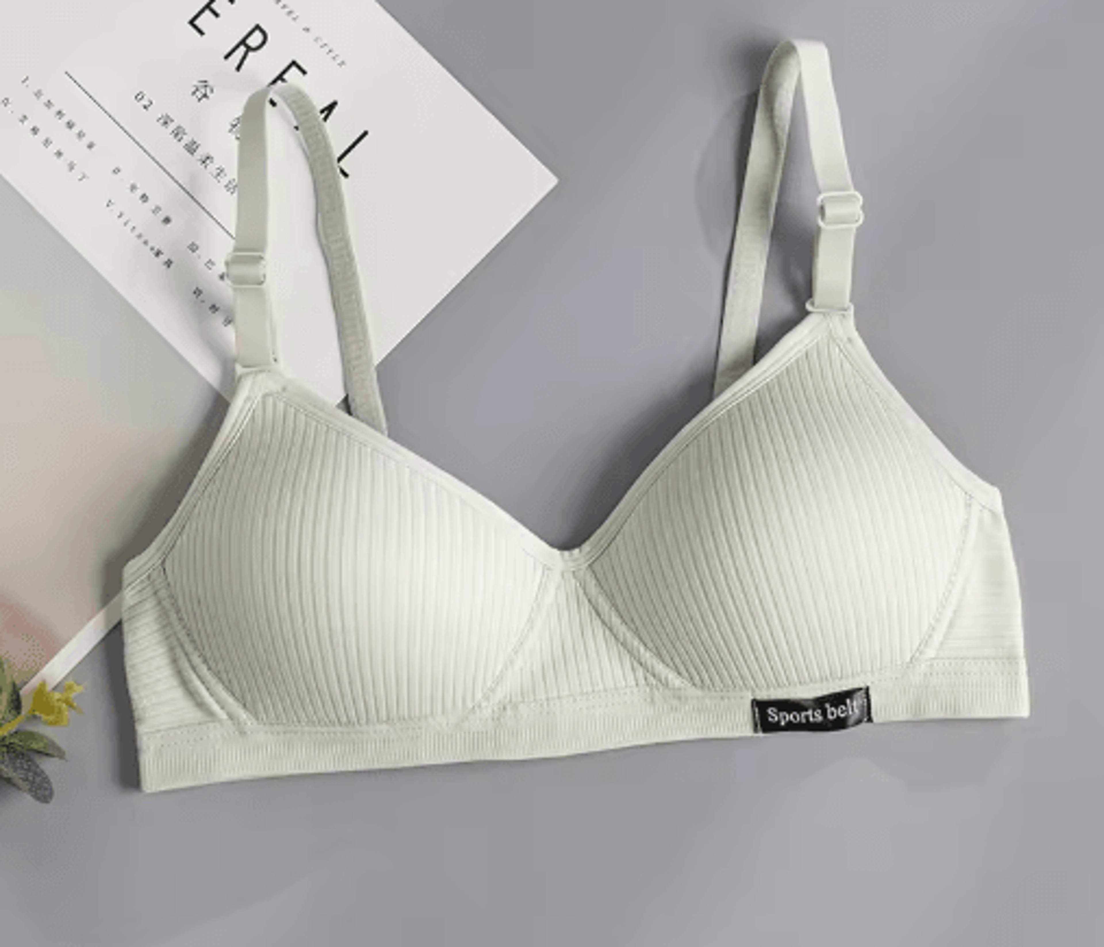 FallSweet Cotton Wireless Bra  Seamless Push Up VShaped Gathering Lingerie For AB Cup 2