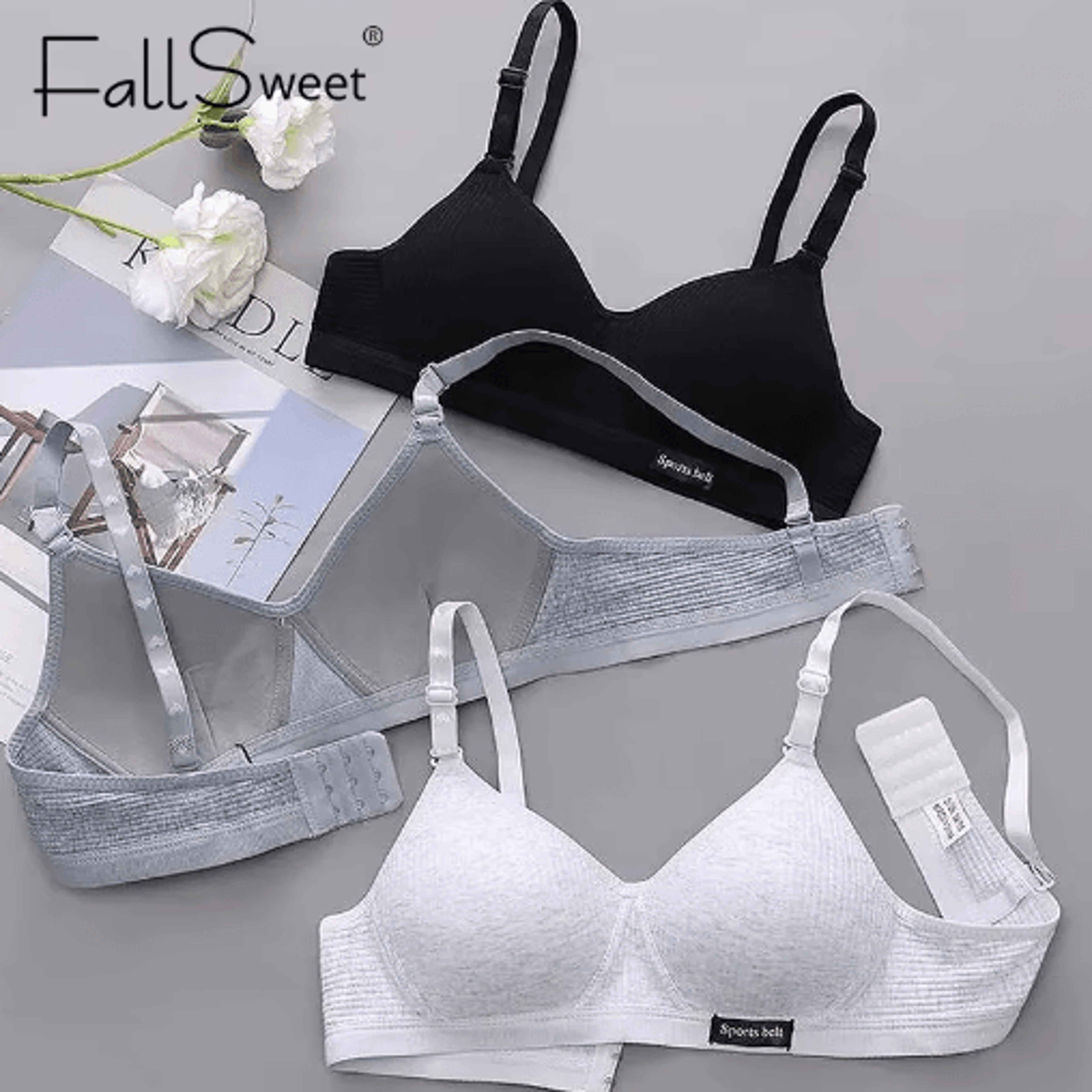 FallSweet Cotton Wireless Bra  Seamless Push Up VShaped Gathering Lingerie For AB Cup 11