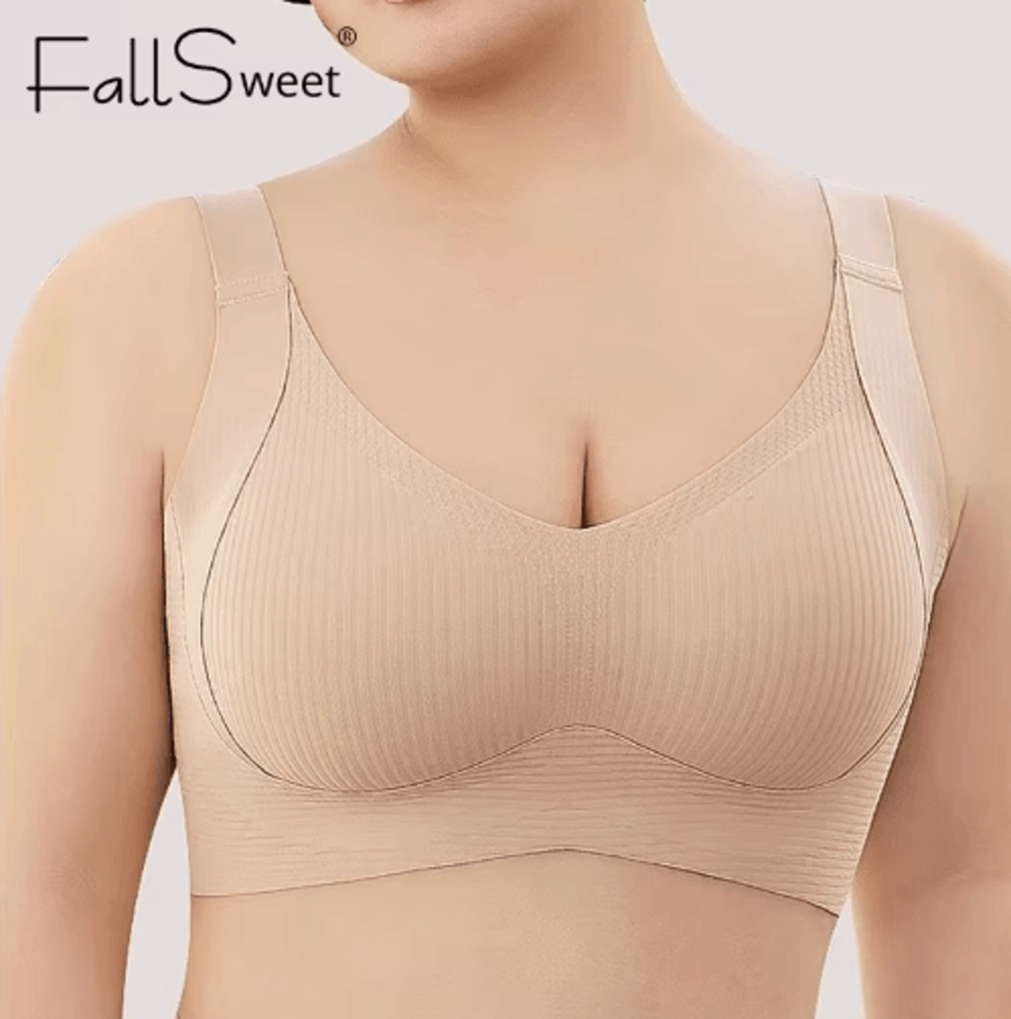 FallSweet 4Piece Wireless Push Up Seamless Plus Size Bralette Set 10