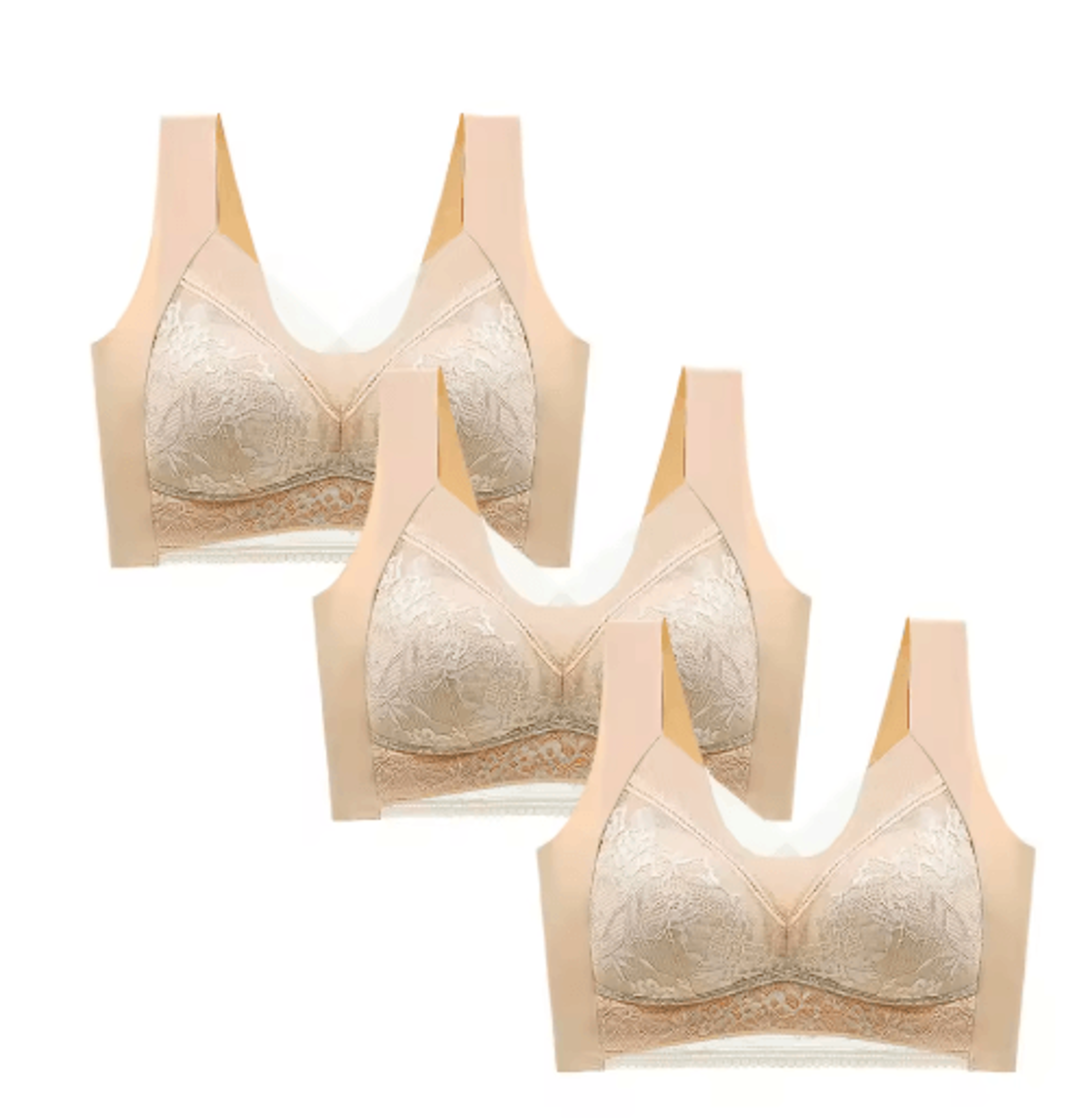 FallSweet 3Piece Wireless Lace Push Up Deep V Bralette Set L5XL 1