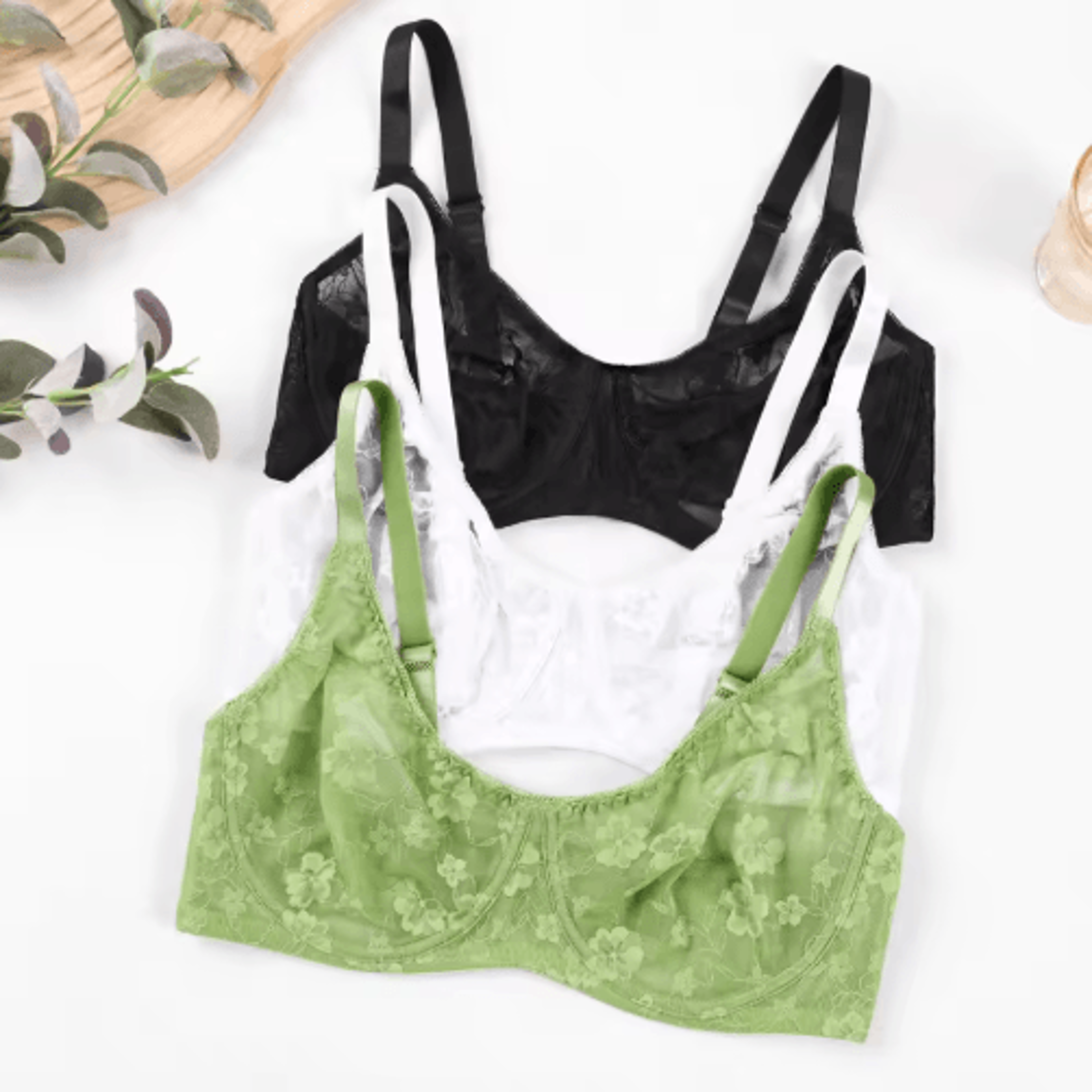 Sheer Lace Plus Size Underwire Bra For BF Cups 4