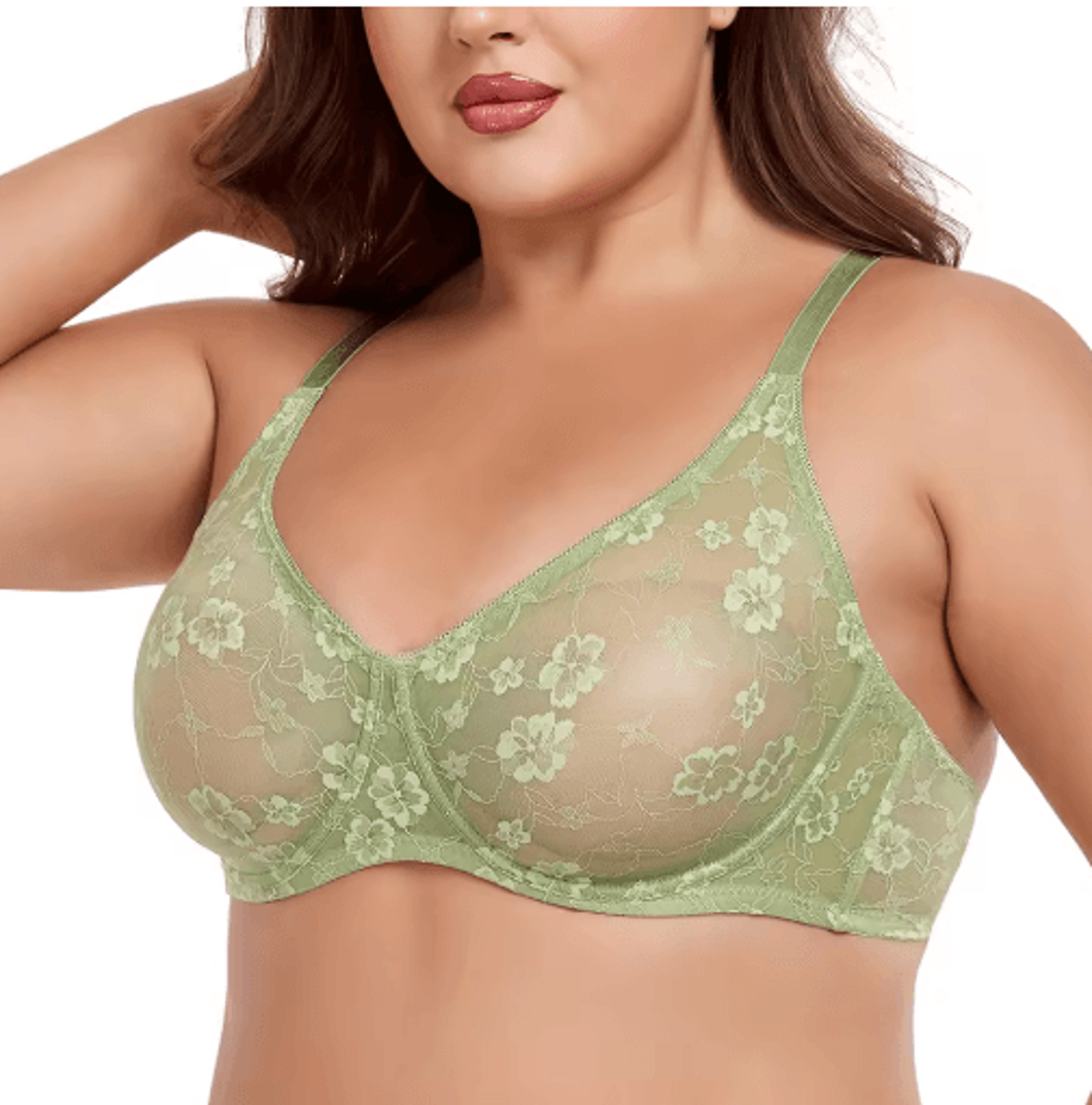 Sheer Lace Plus Size Underwire Bra For BF Cups 5