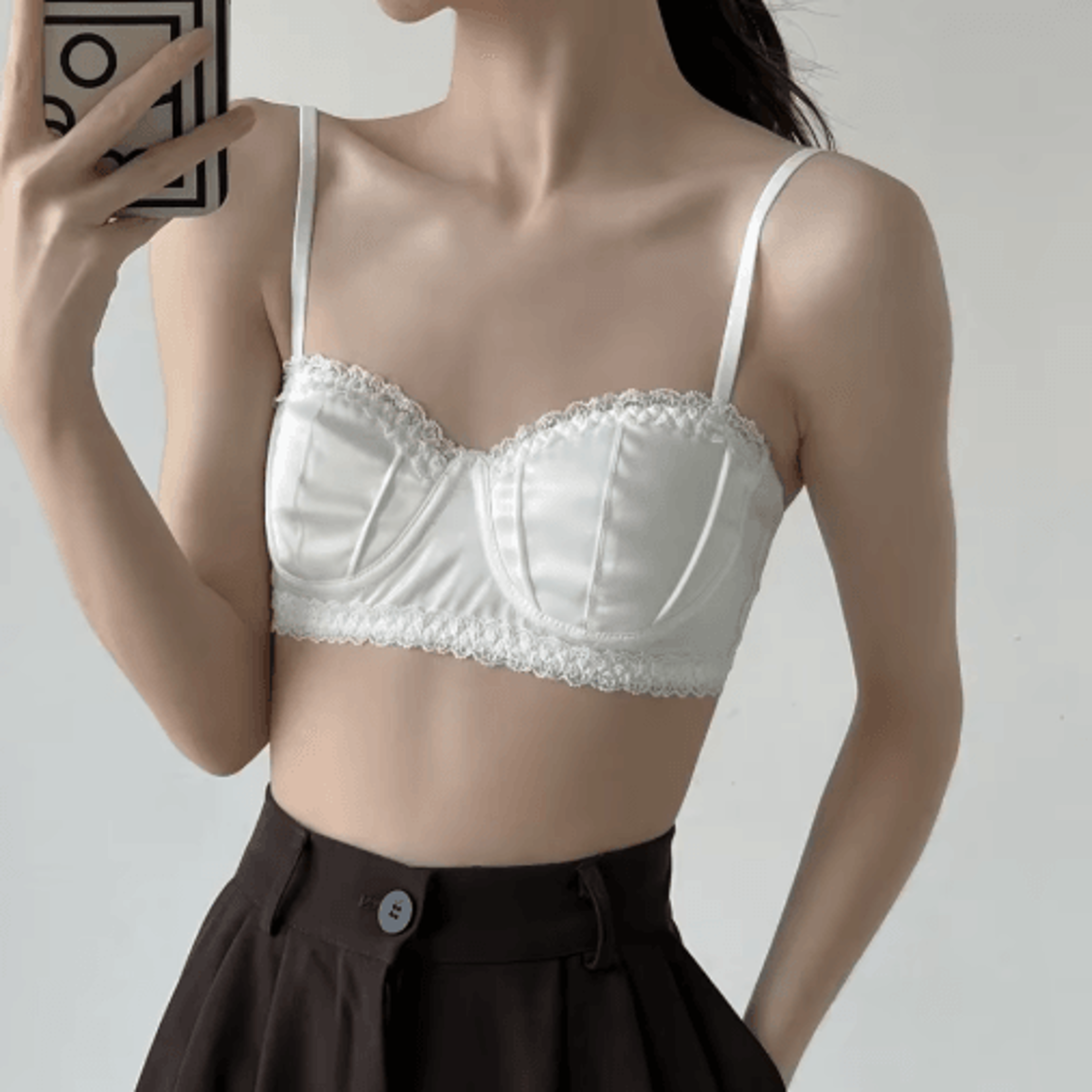 French Satin Seashell Half Cup Underwire Lace Bra 7