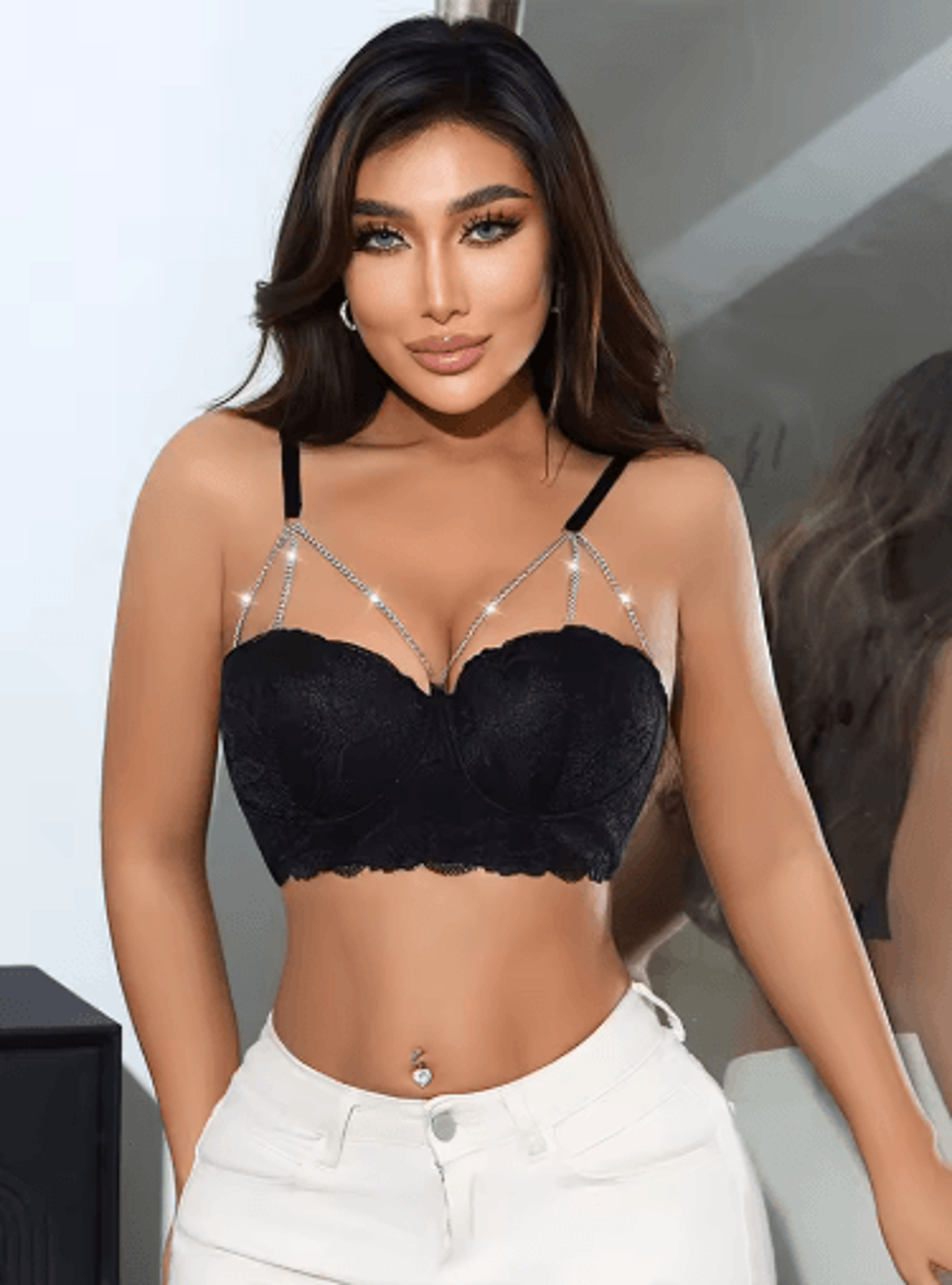 Diamond Chain Lace 3 To 4 Cup Underwire Push Up Bra 2