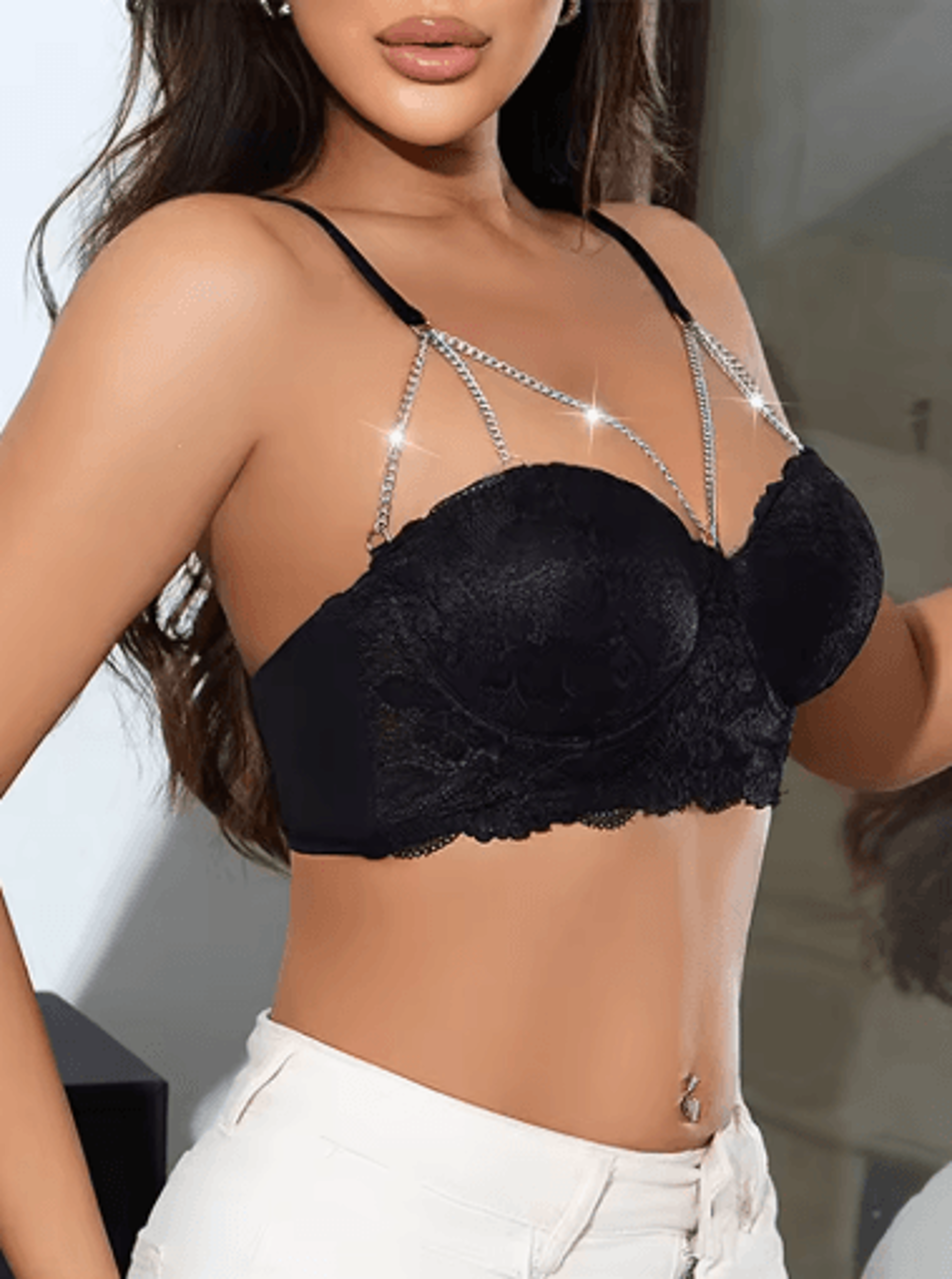 Diamond Chain Lace 3 To 4 Cup Underwire Push Up Bra 4