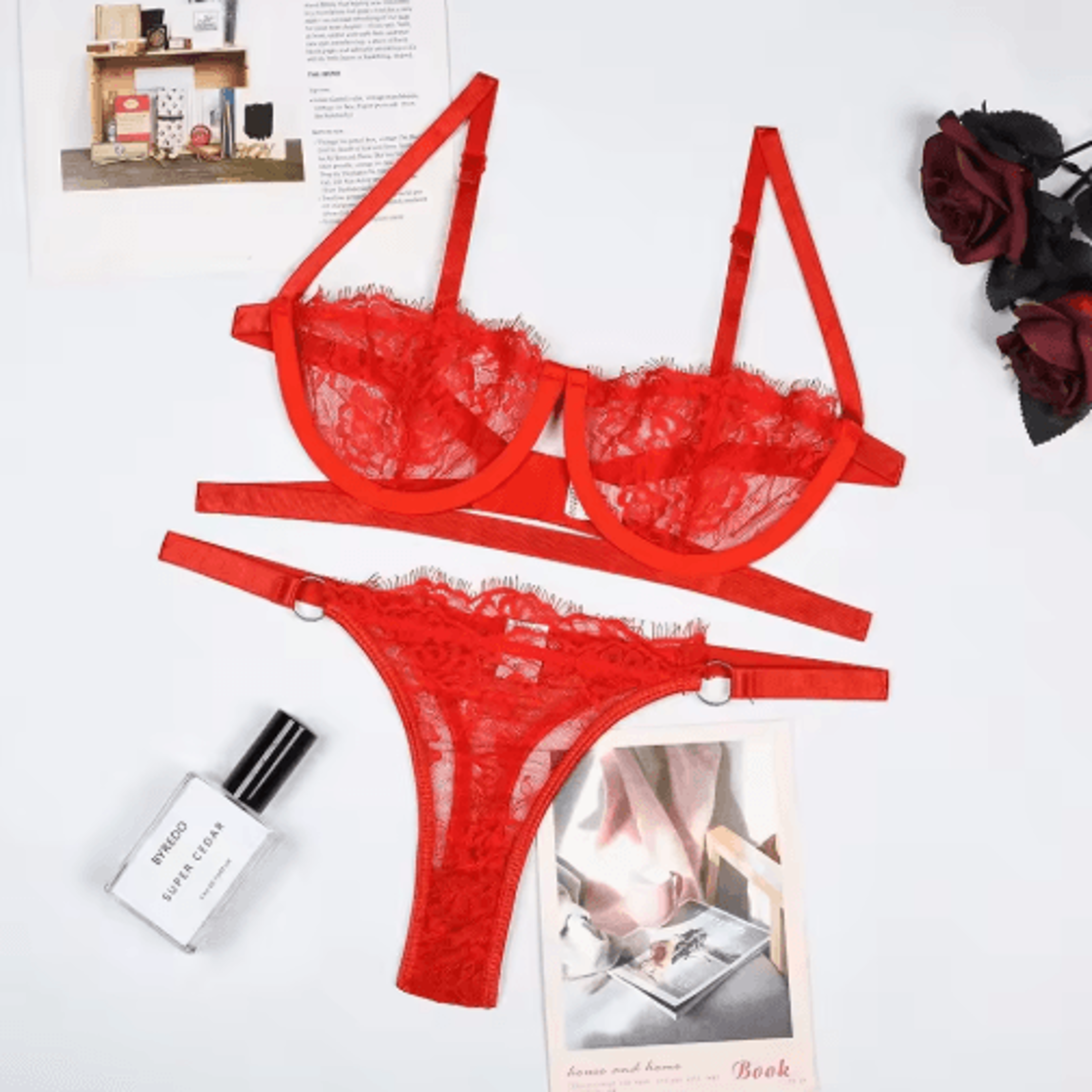 Fairy Embroidery Push Up Lace Bra And Brief Set 1