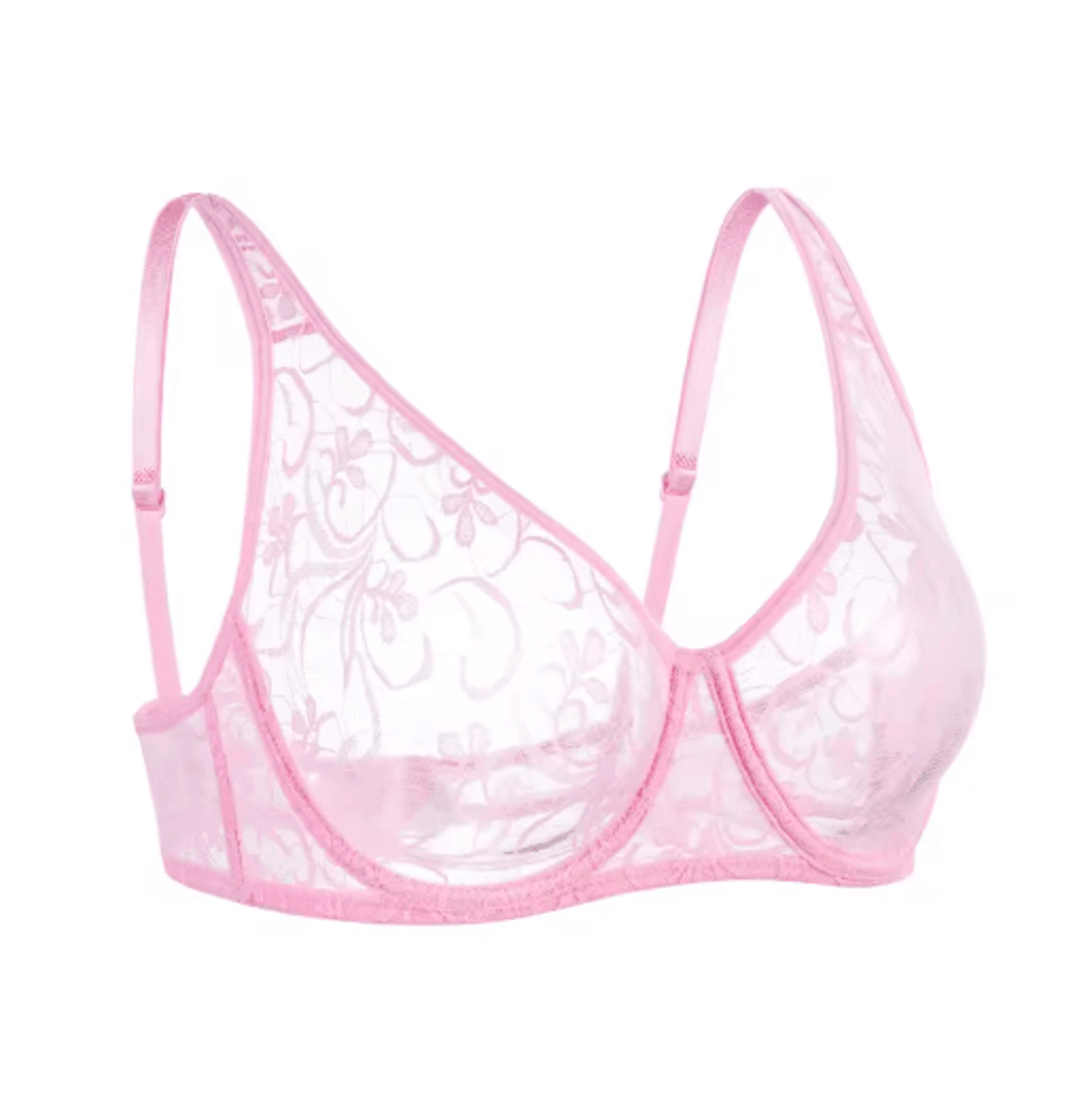 Plus Size Underwired Embroidered Lace Bra With Elegant Hollow Detail 2