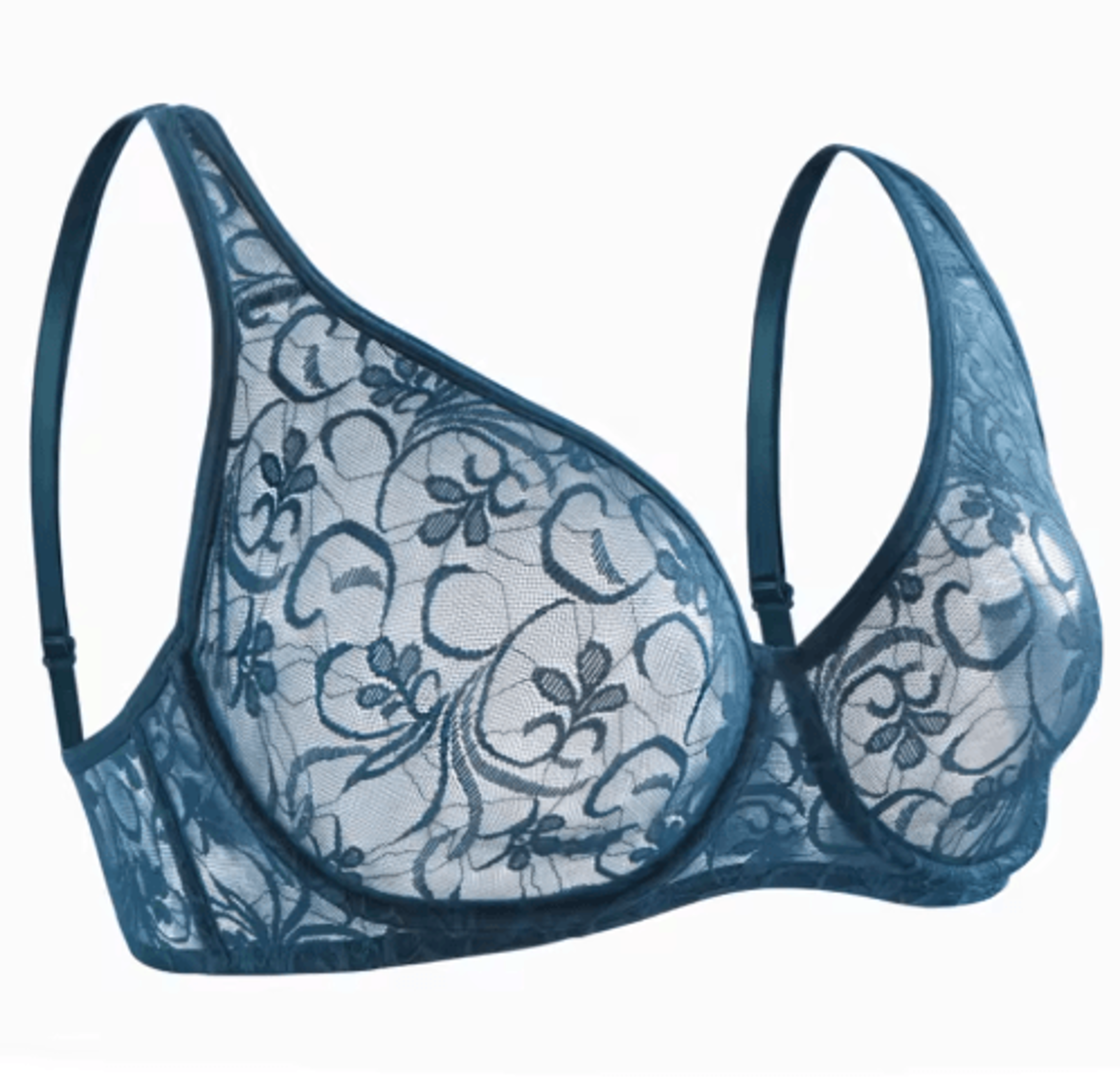 Plus Size Underwired Embroidered Lace Bra With Elegant Hollow Detail 3
