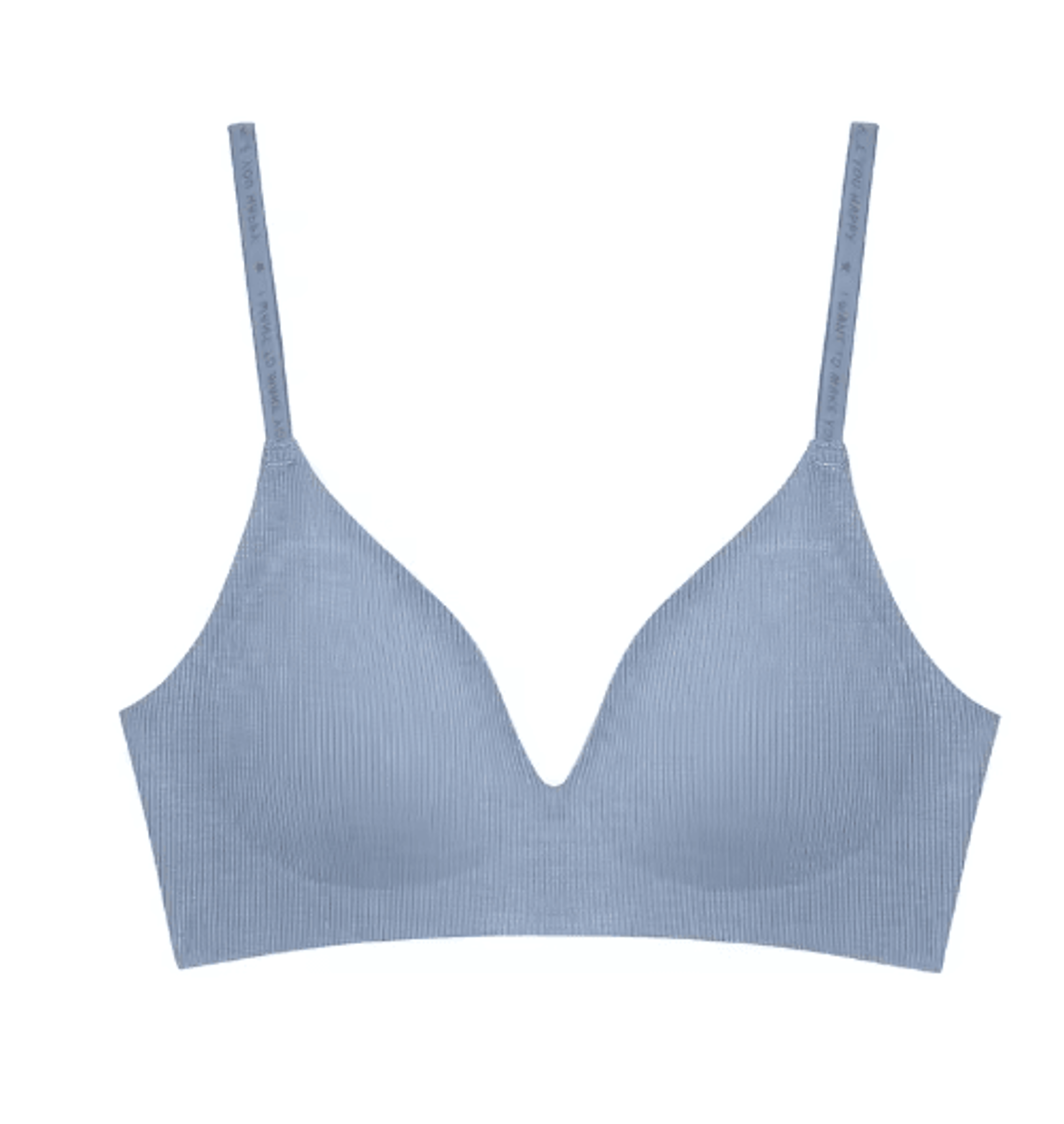 FINETOO Deep V Wireless Padded Bralette With Trendy Stripe Knit 1
