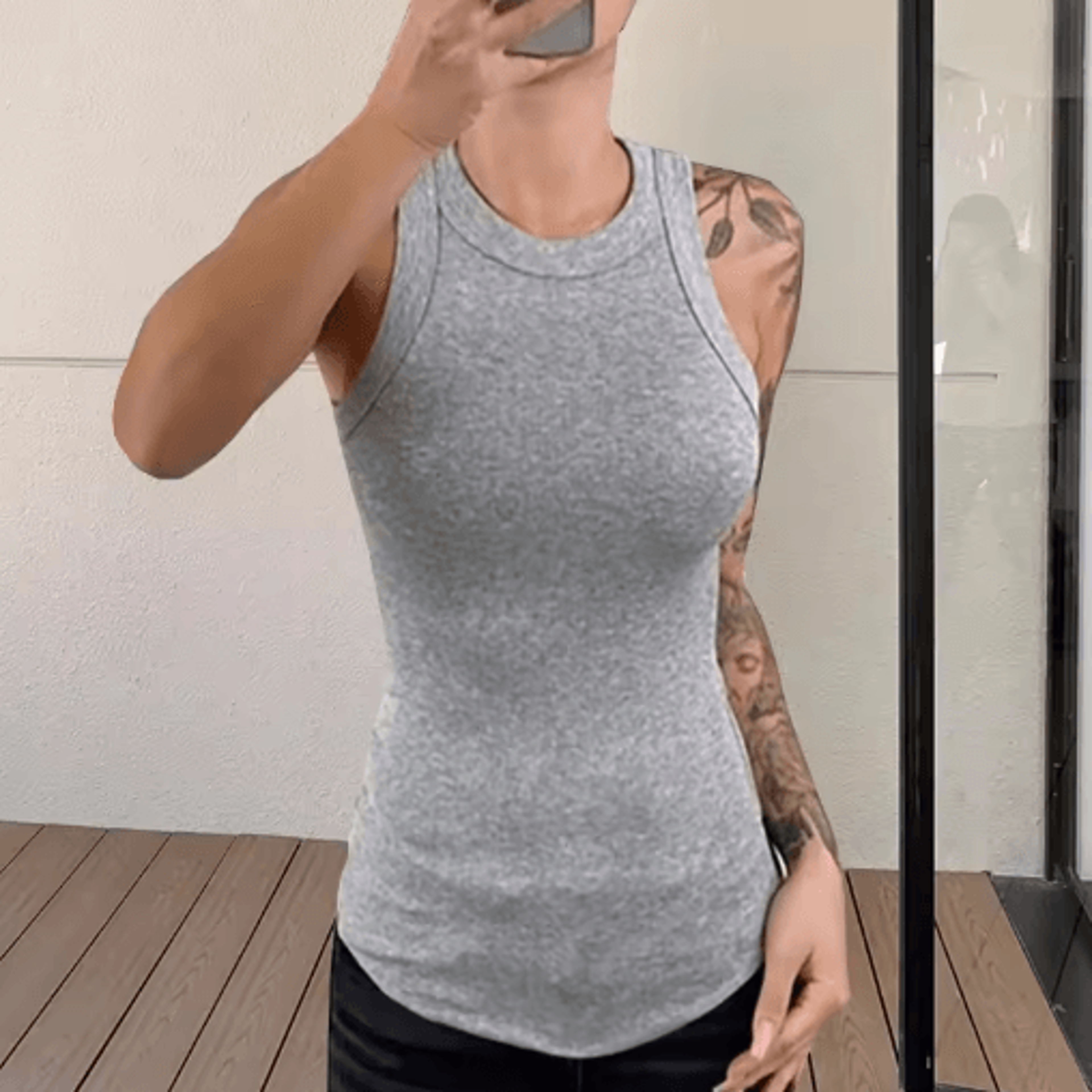 Solid Fitted Round Neck Knit Tank Top For Effortless Summer Style 2