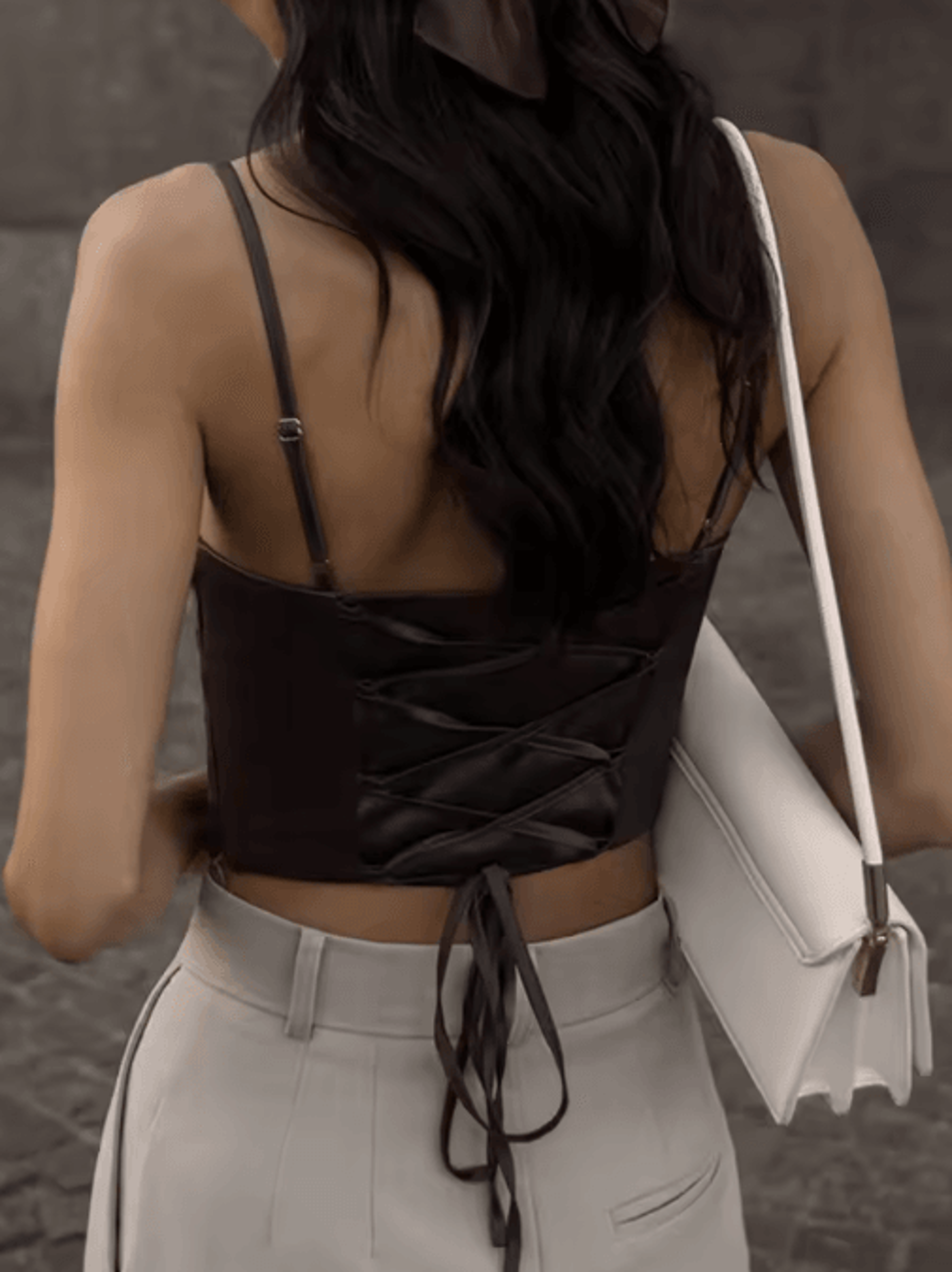 Backless Lace Up Spaghetti Strap Crop Top For Party And Street Style 3