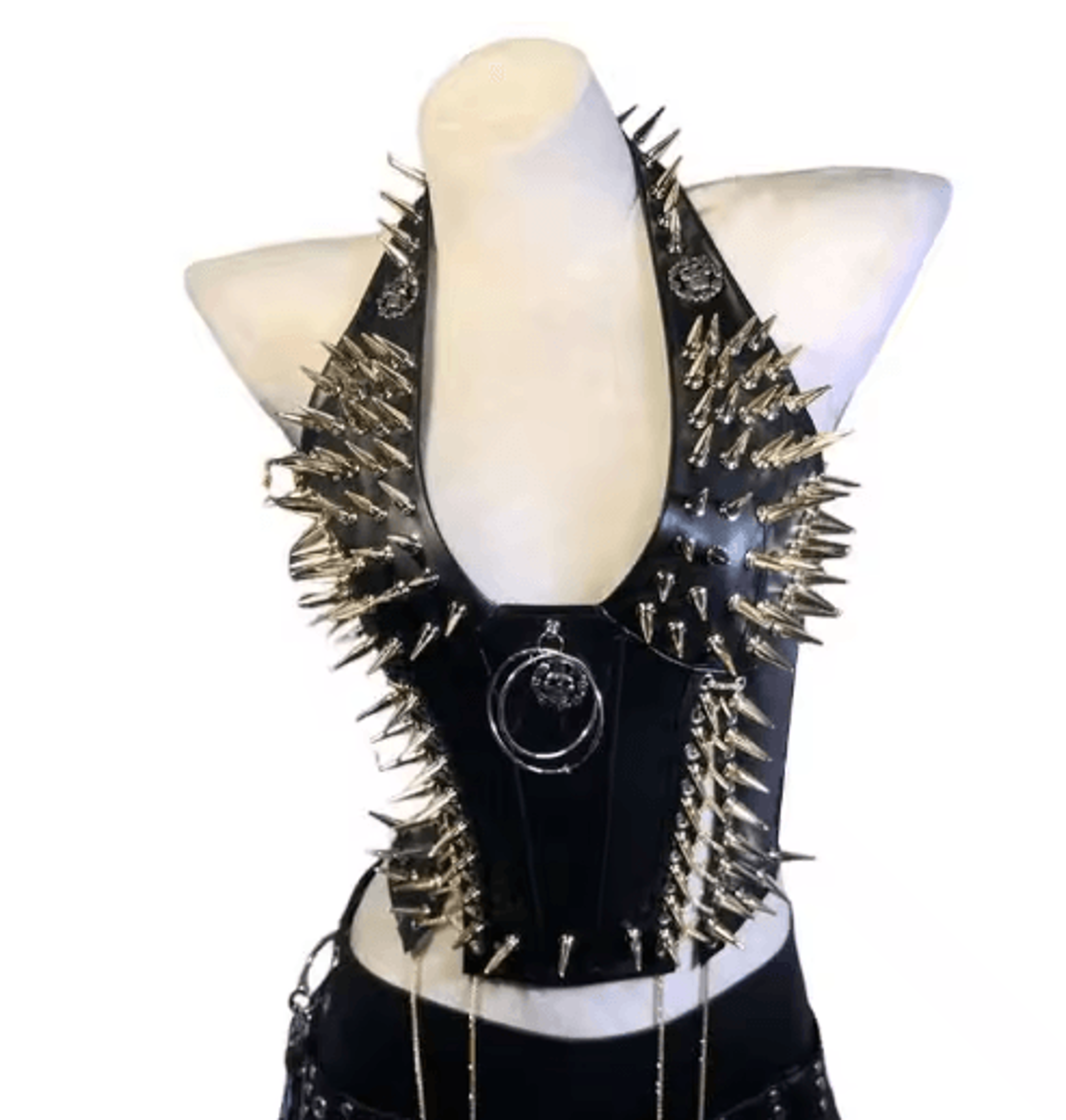 Spiked Gothic Punk Tank  Y2K Grunge PU Leather Alternative Top For Women 1