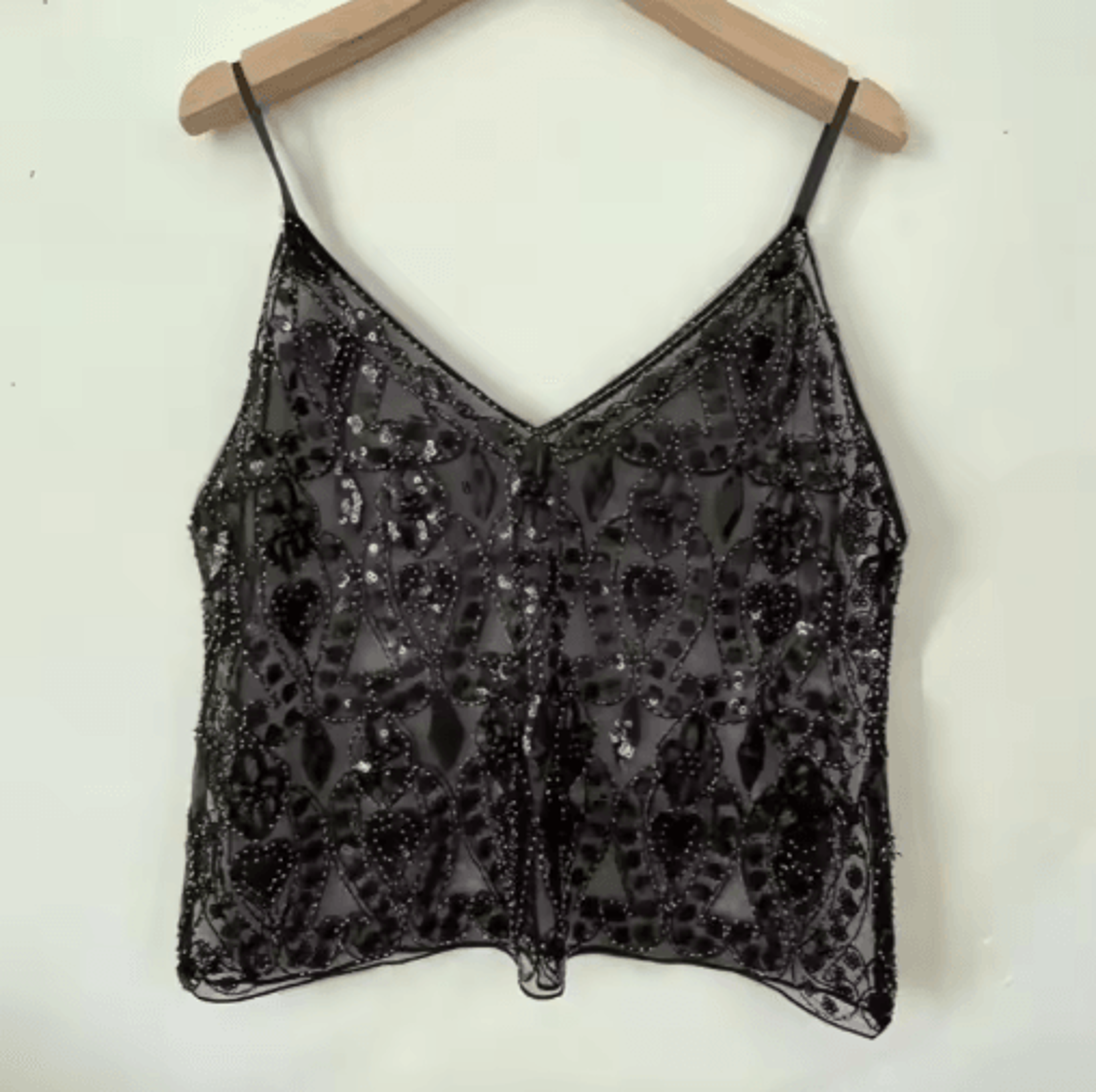 Puloru Sequin Beaded Flower Camisole  Open Back Chic Summer Top 0