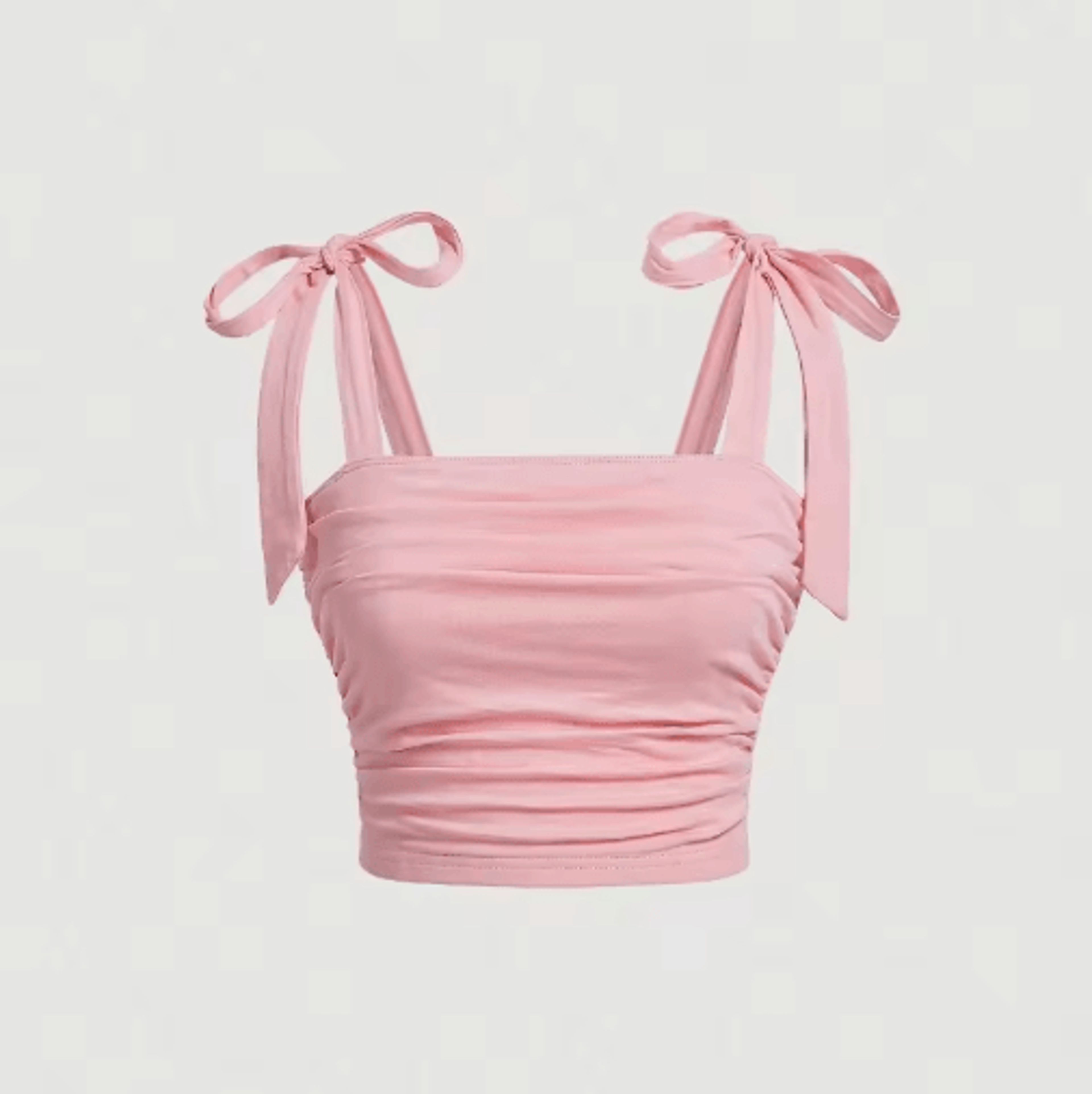 Pink Tie Shoulder Ruched Crop Top  Backless Y2K Streetwear Cami For Women 0