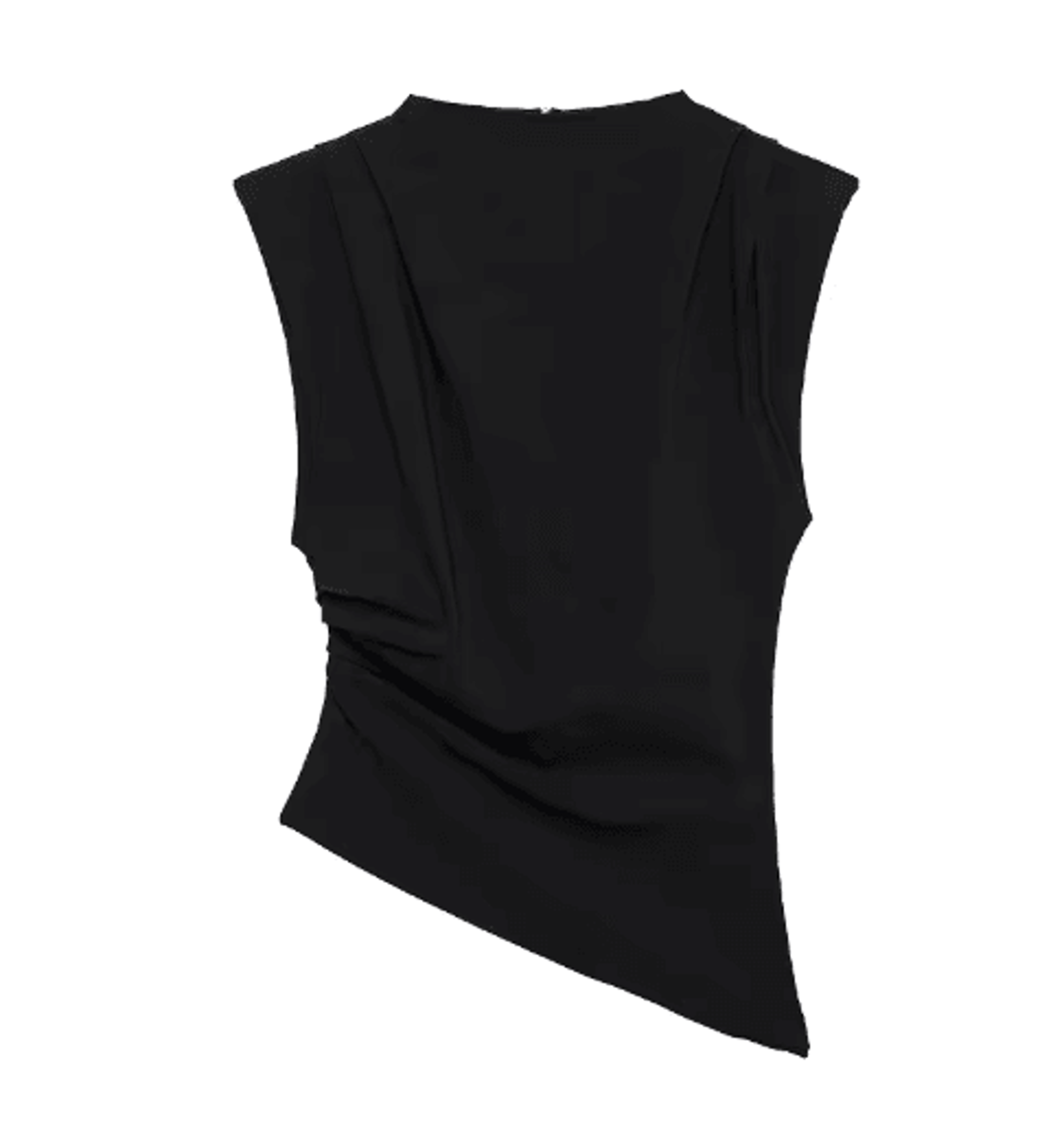Asymmetric Ruched Sleeve Slim Fit Tank Top For Women Stretchy Breathable Office Party Blouse 2