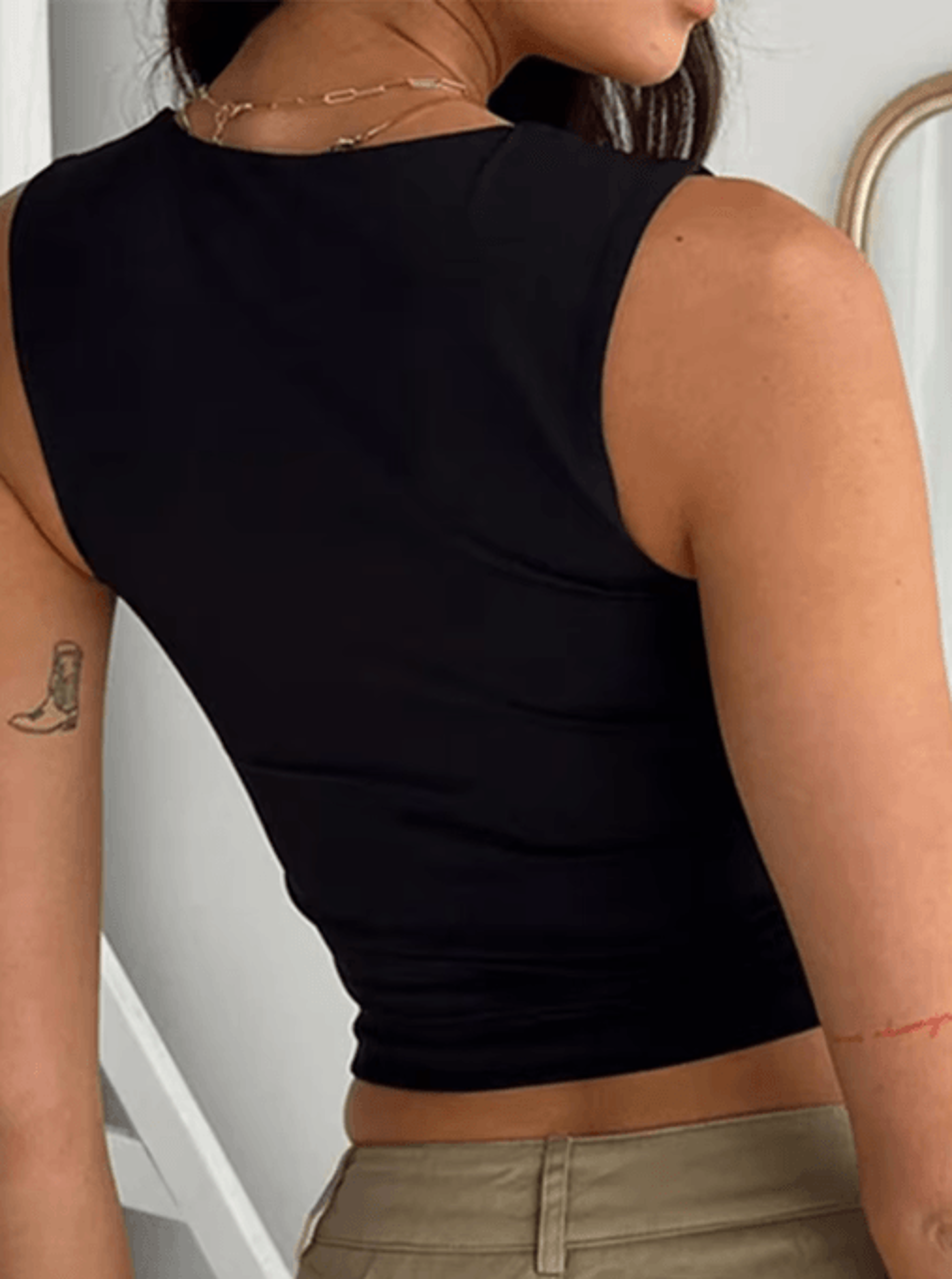 Sleeveless Collar Black Y2K Crop Top Sexy Slim Fit Summer Tank For Women 2