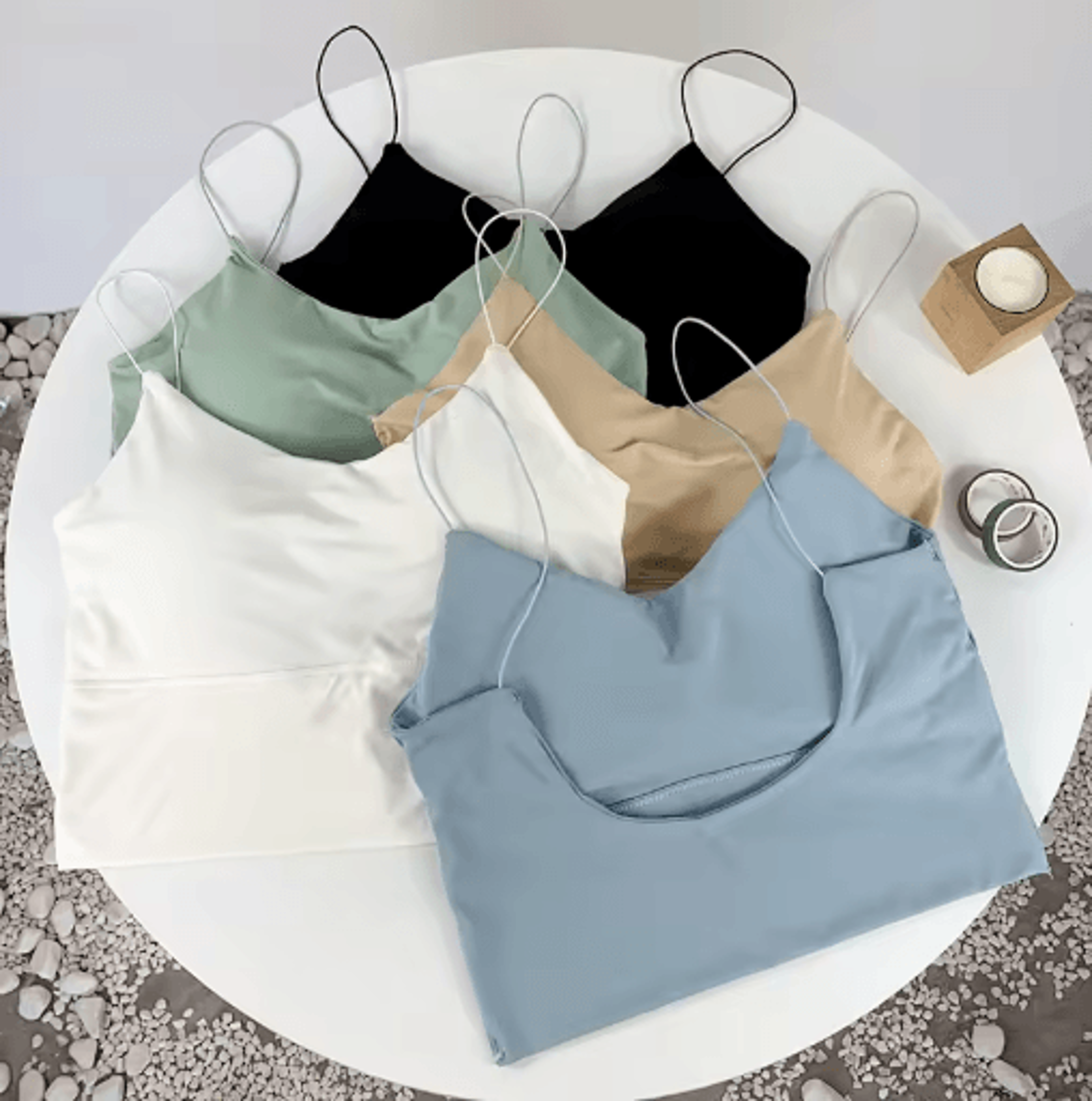 Ice Silk BuiltIn Bra Crop Top Summer Sports Spaghetti Strap Camisole 9