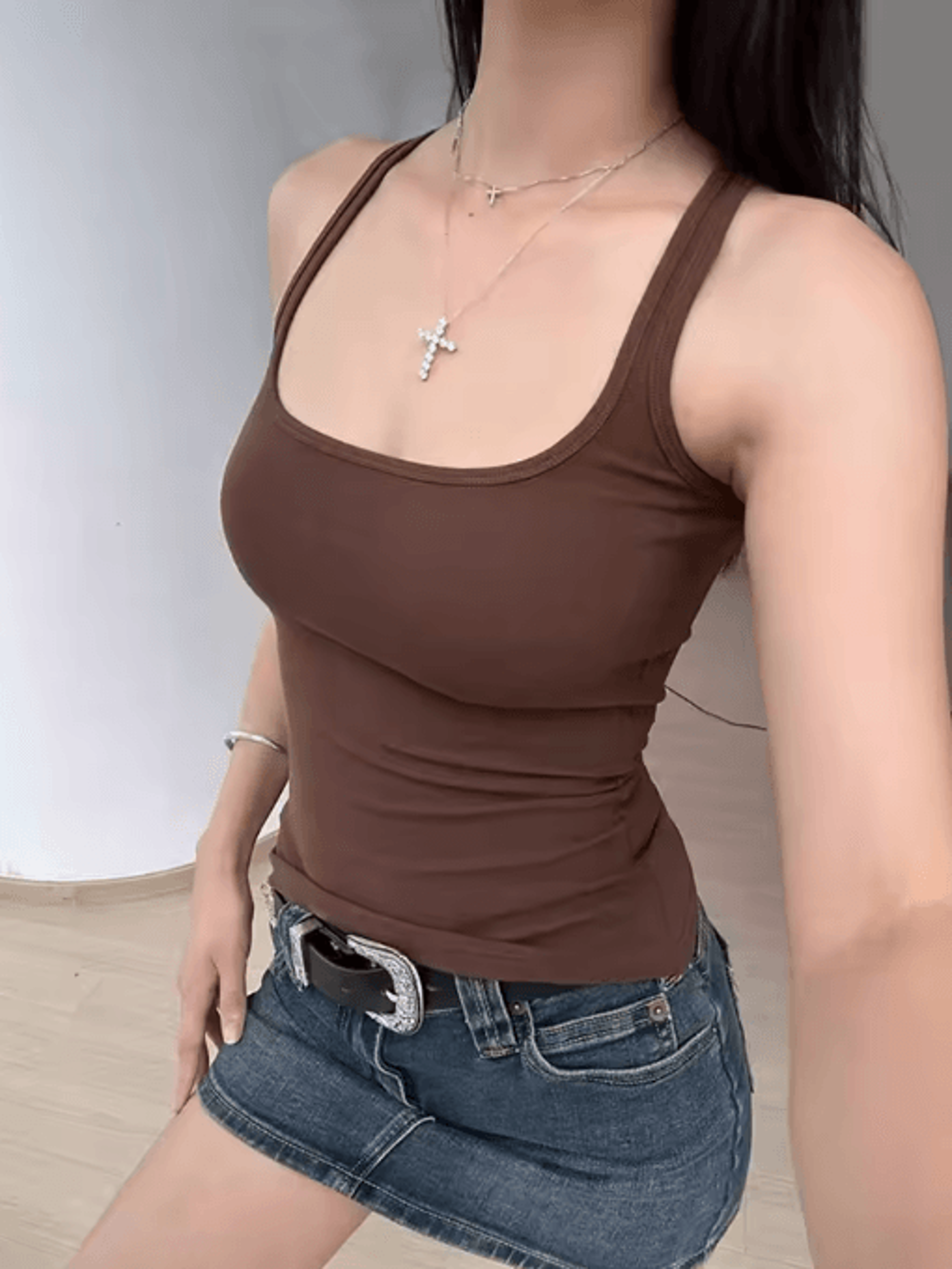 Sculpted Square Neck Tank Top For Women Sleek Fitted Sleeveless Essential 7