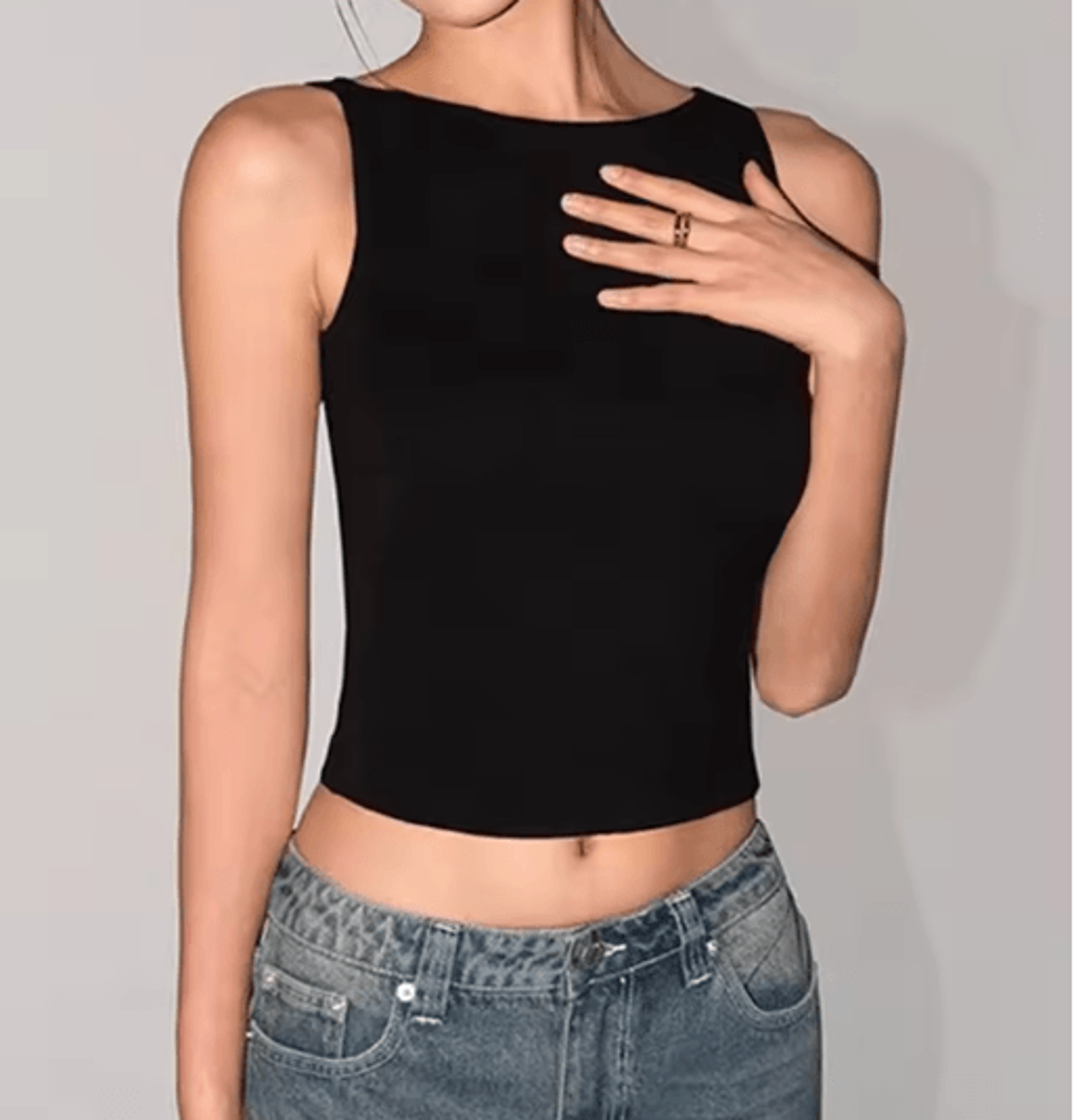 Womens Double Layer Boat Neck Tank Soft Slinky Sleeveless Top 5