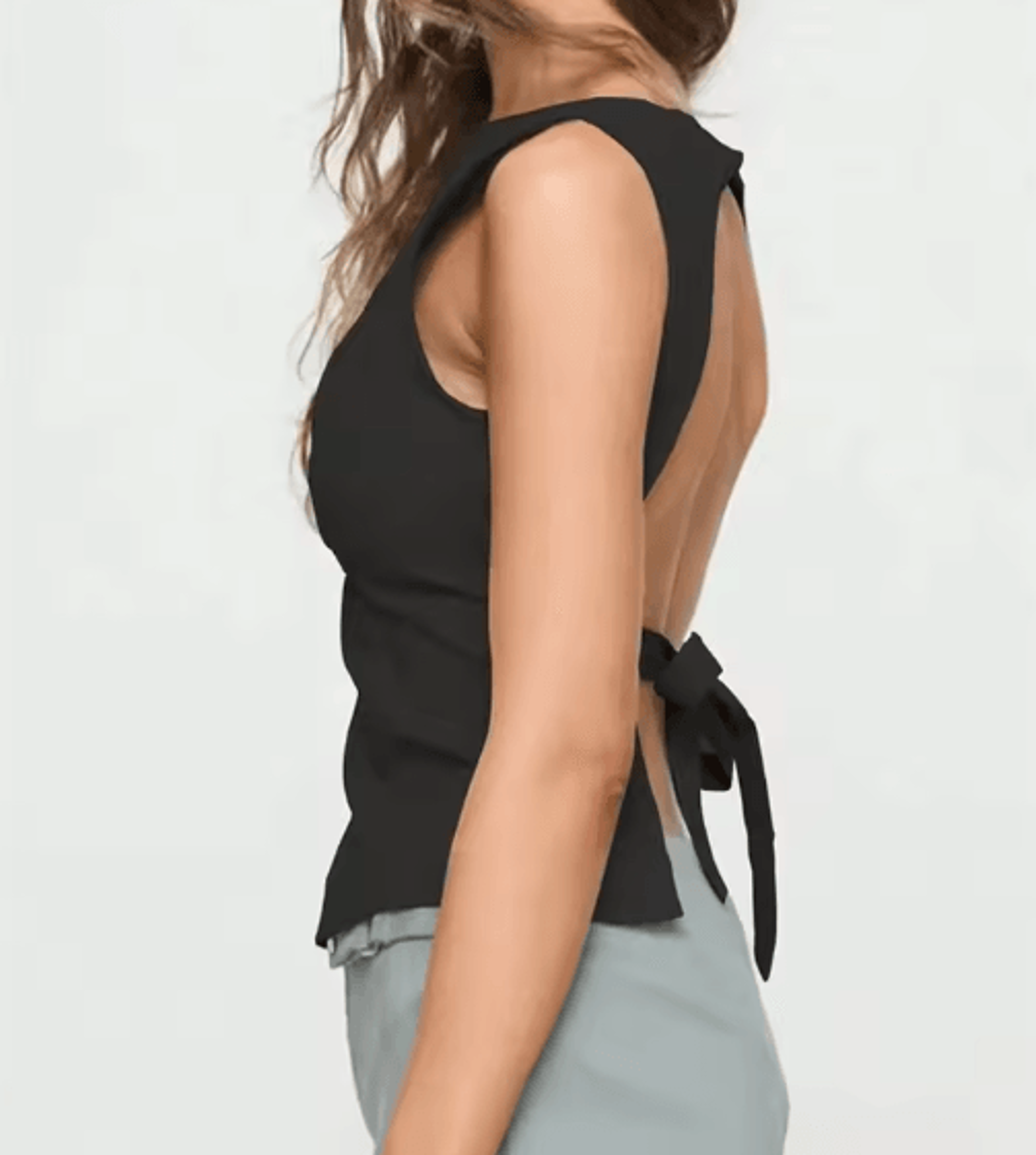 Womens Backless Y2K Tank Top Knot Back Sleeveless Club Cami 3