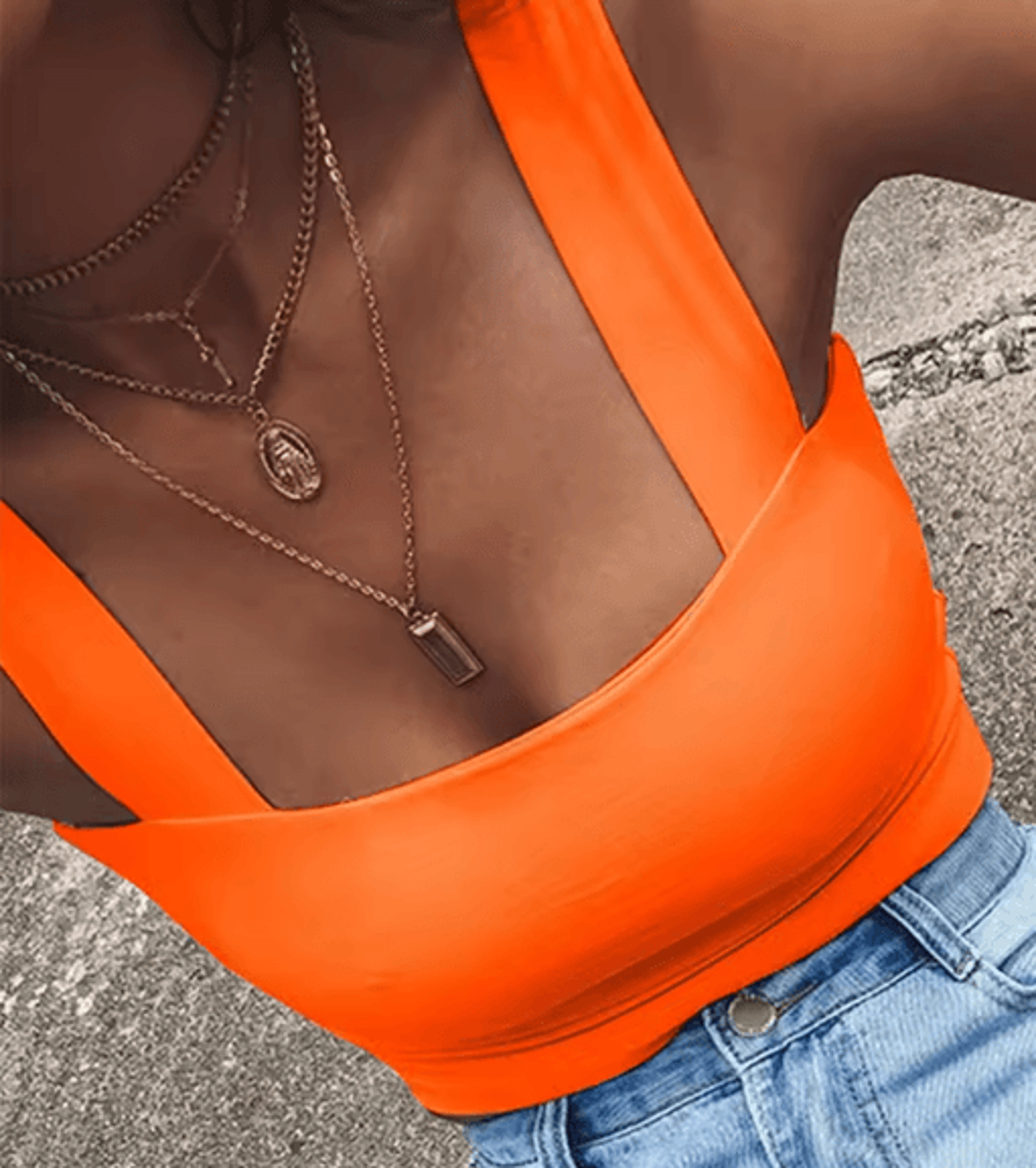 Womens Square Neck Crop Top Backless Off Shoulder Summer Tank 3