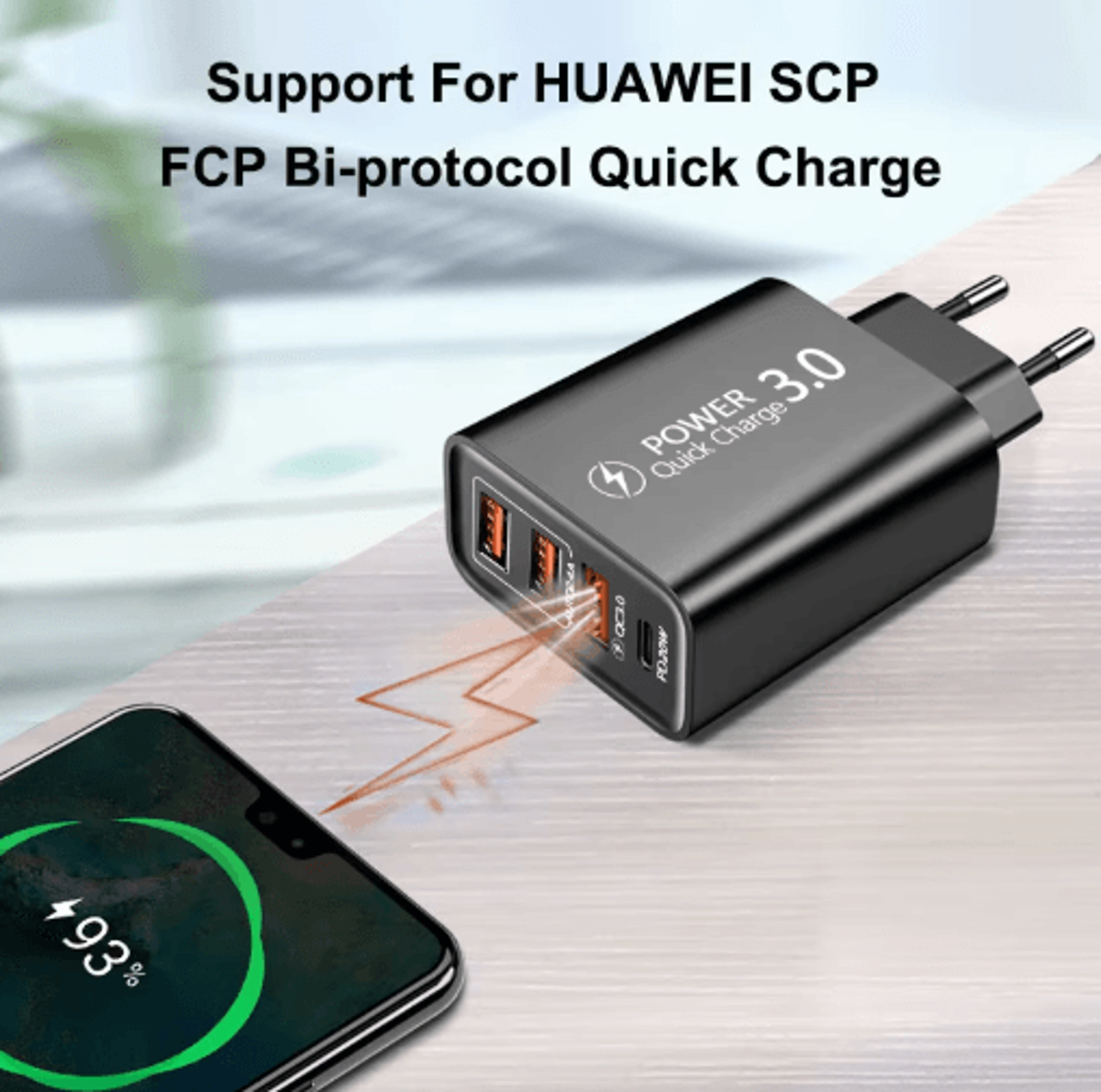 30W PD TypeC Multi Port Fast Charger For IPhone And Samsung 9