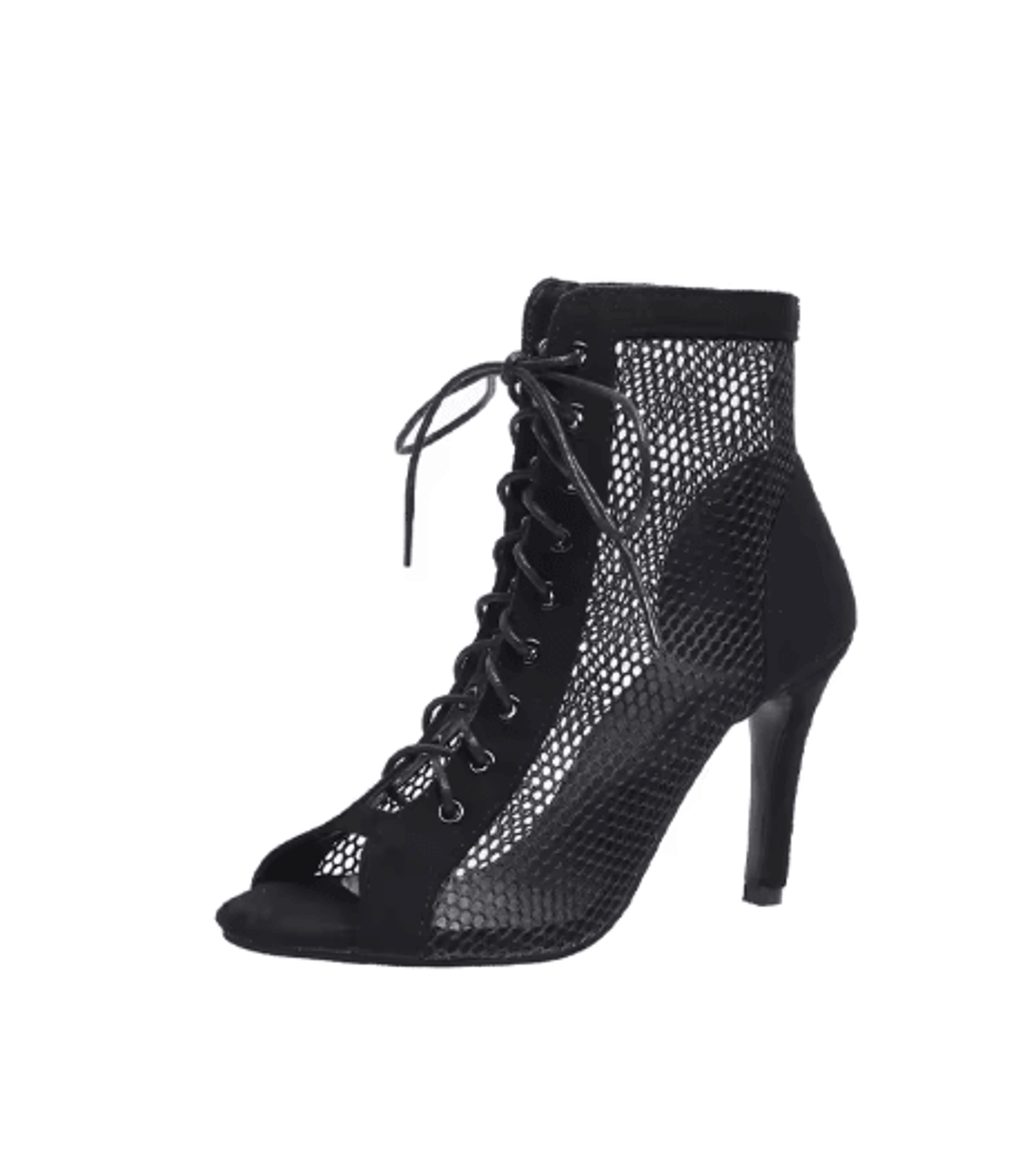 Womens High Top Ballroom Dance Sandals With Mesh Cutout Heels 1