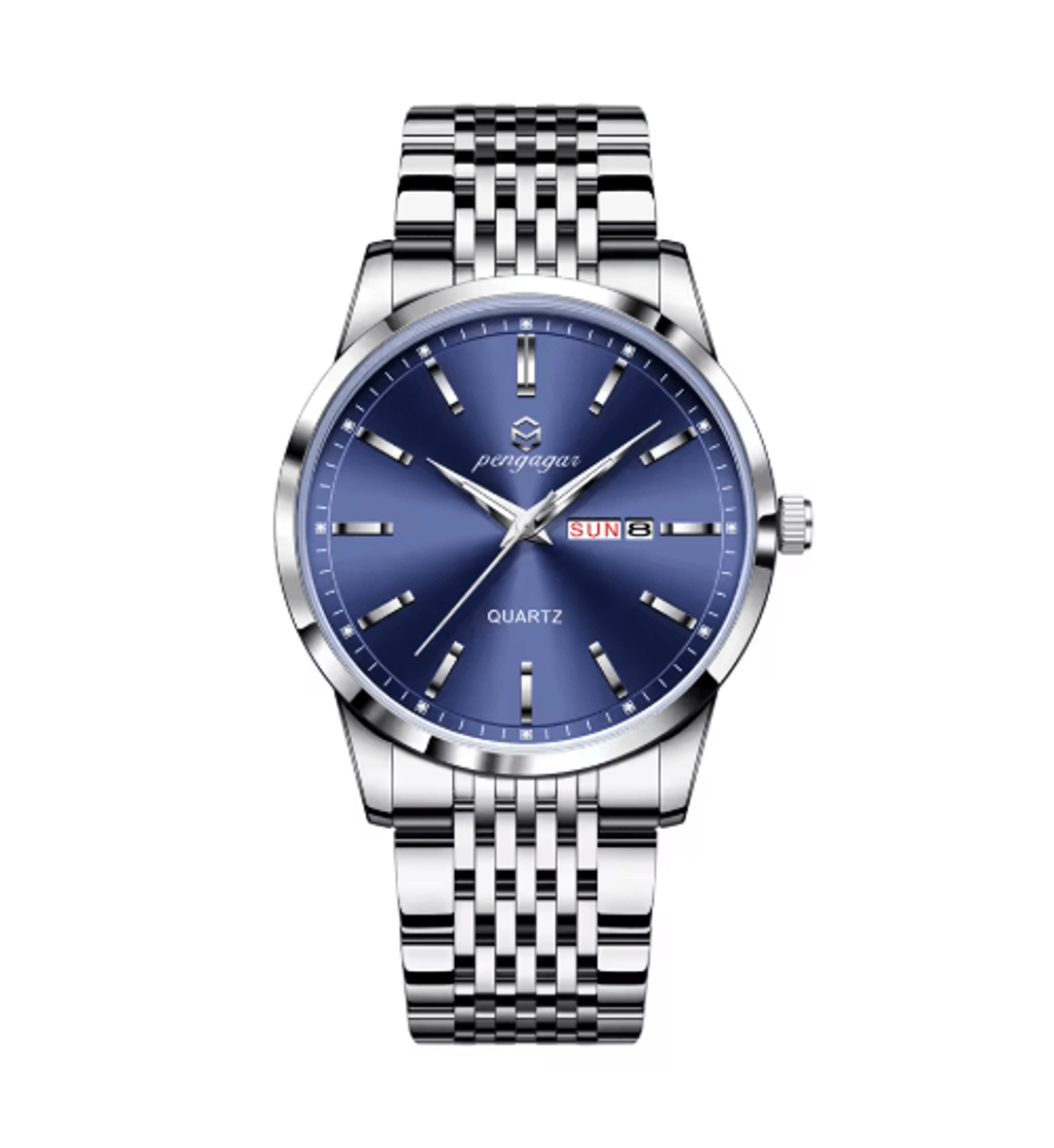 PENGAGAR Luxury Stainless Steel Quartz Watch For Men With Date And Week 1