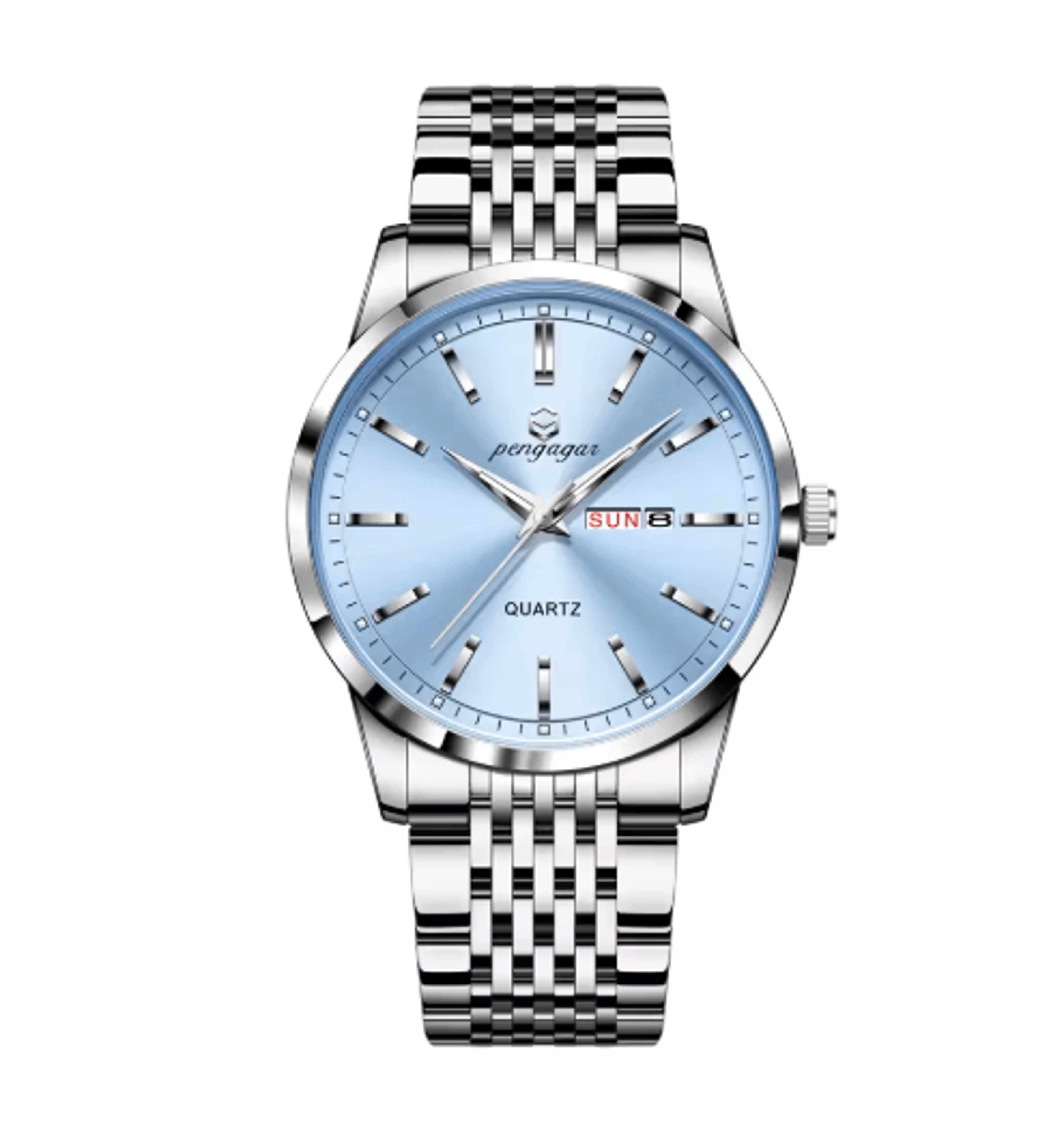 PENGAGAR Luxury Stainless Steel Quartz Watch For Men With Date And Week 4