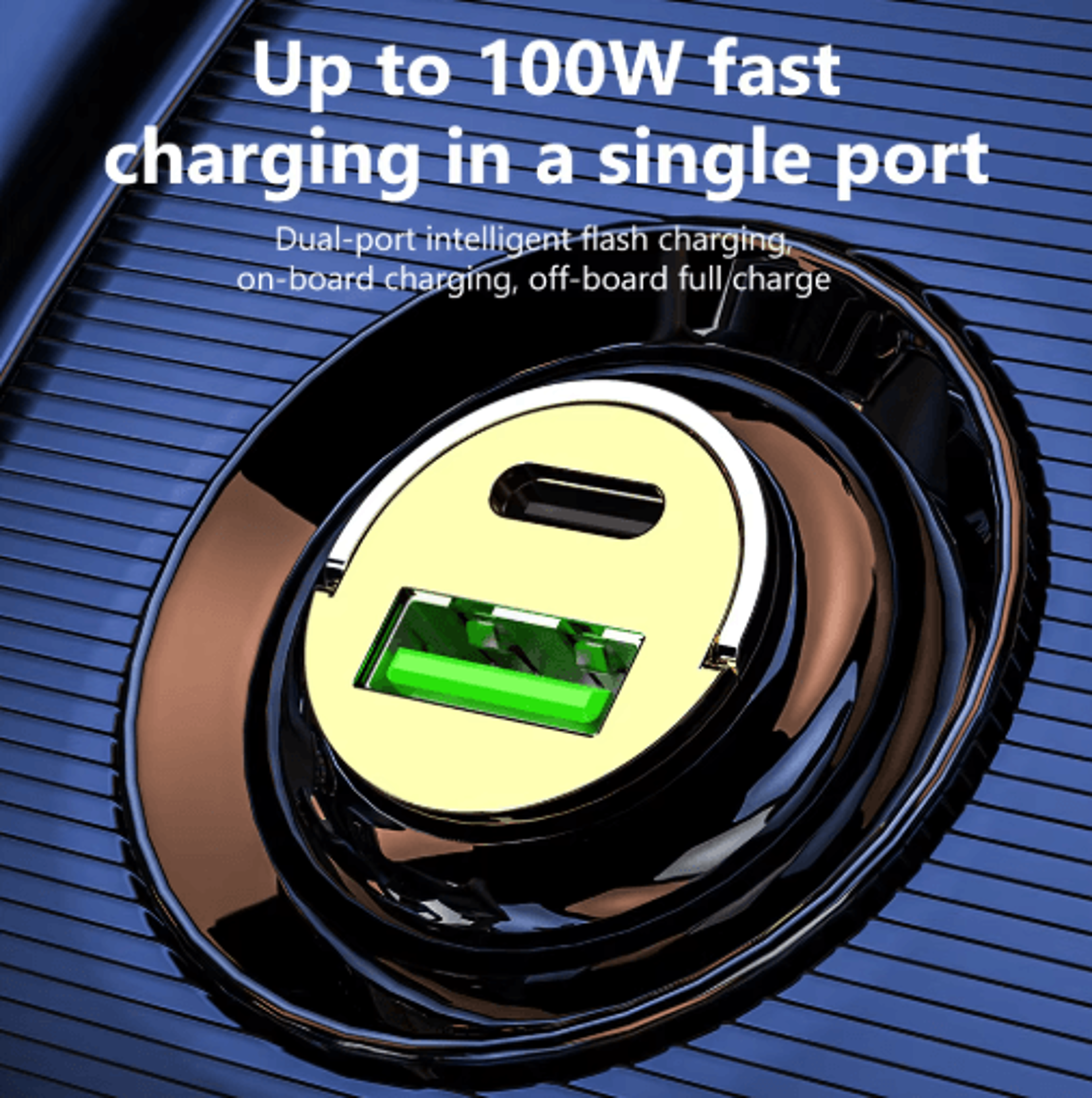 Elough 120W Transparent Car Charger QC30 USB Type C Quick Charge Adapter 5